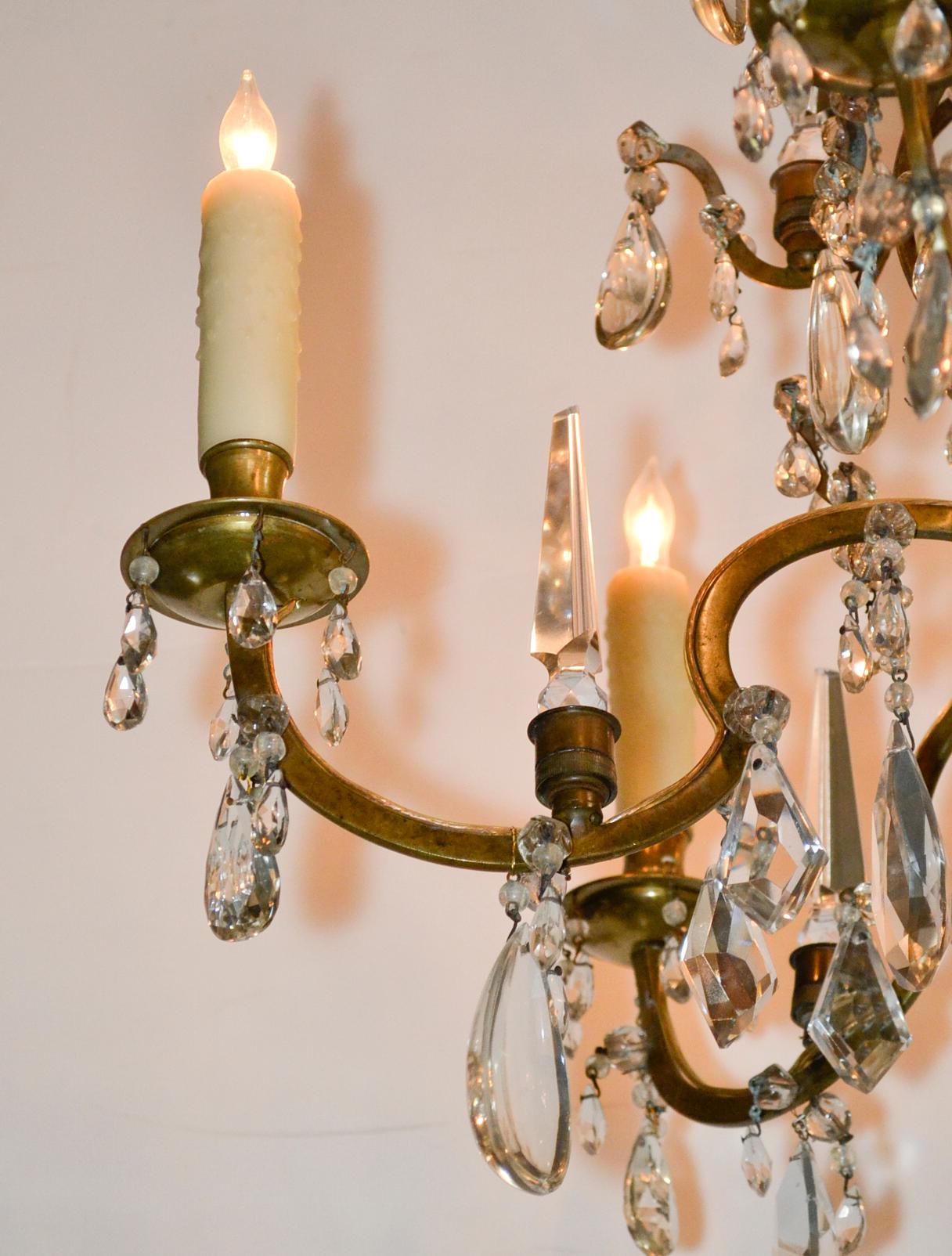 19th Century French Bronze and Crystal Chandelier In Good Condition For Sale In Dallas, TX