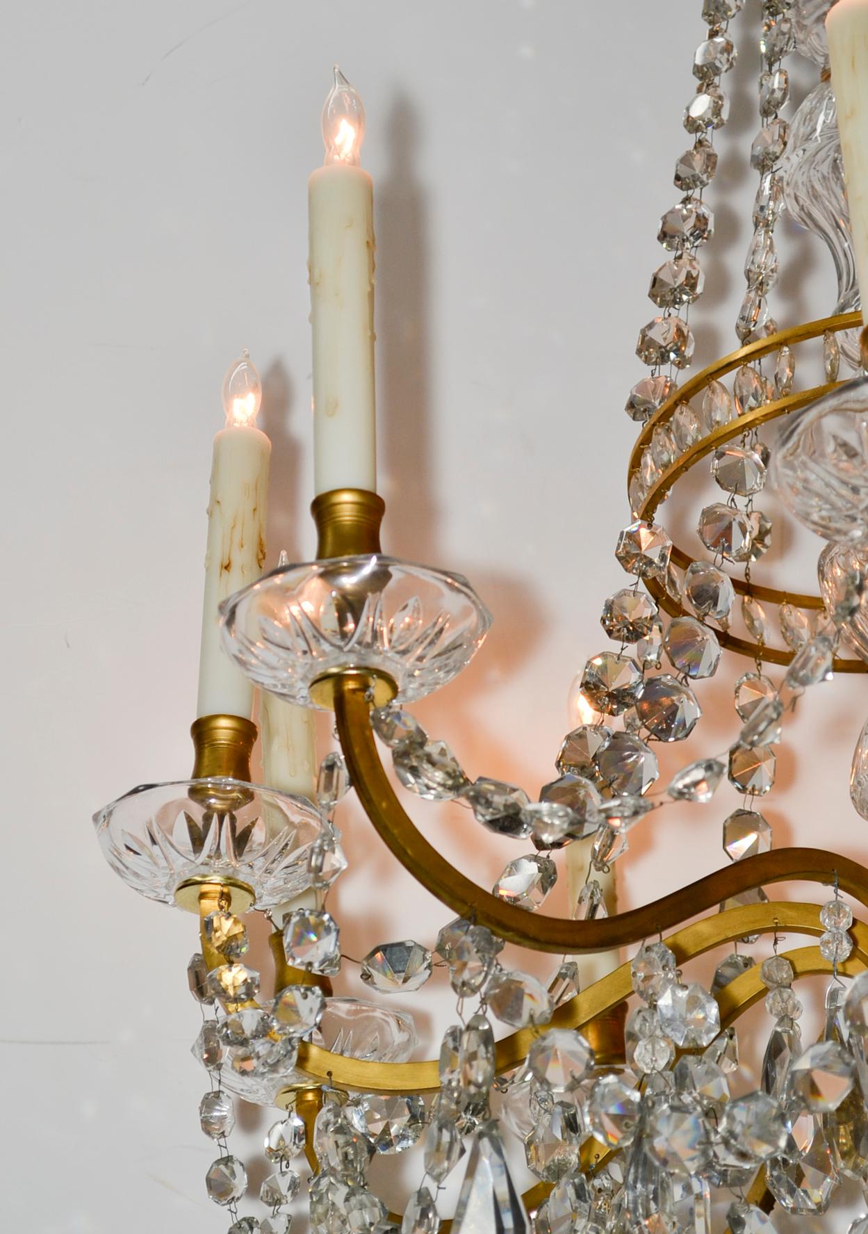 19th Century French Bronze and Crystal Chandelier In Good Condition In Dallas, TX