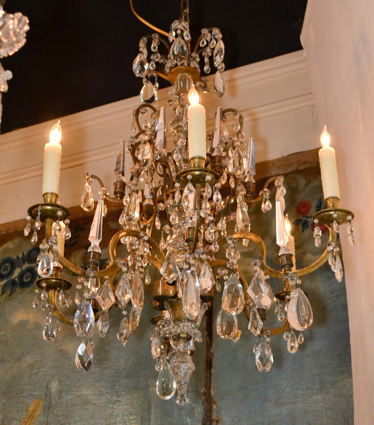 19th Century French Bronze and Crystal Chandelier For Sale 1