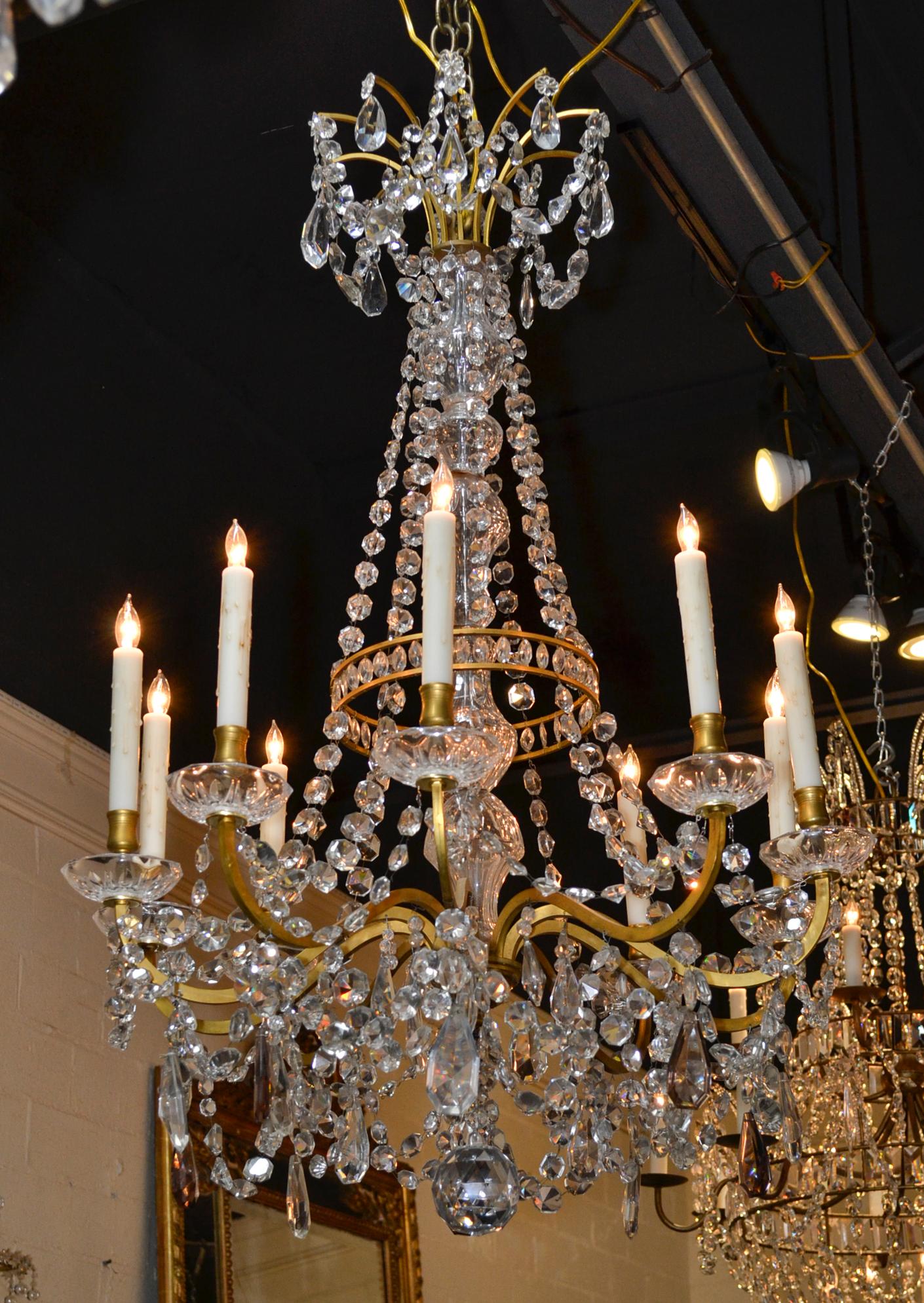 19th Century French Bronze and Crystal Chandelier 1