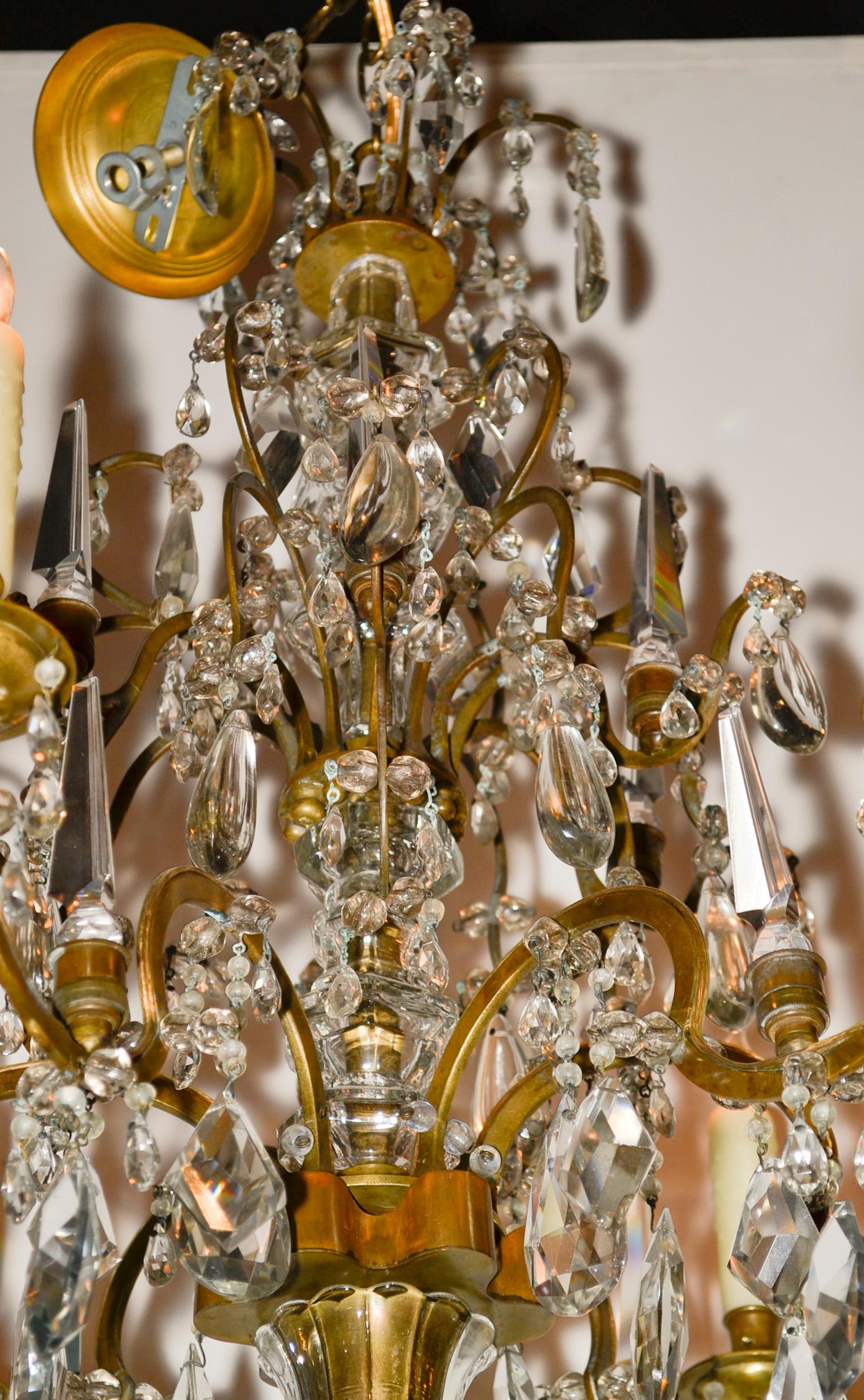 19th Century French Bronze and Crystal Chandelier For Sale 2