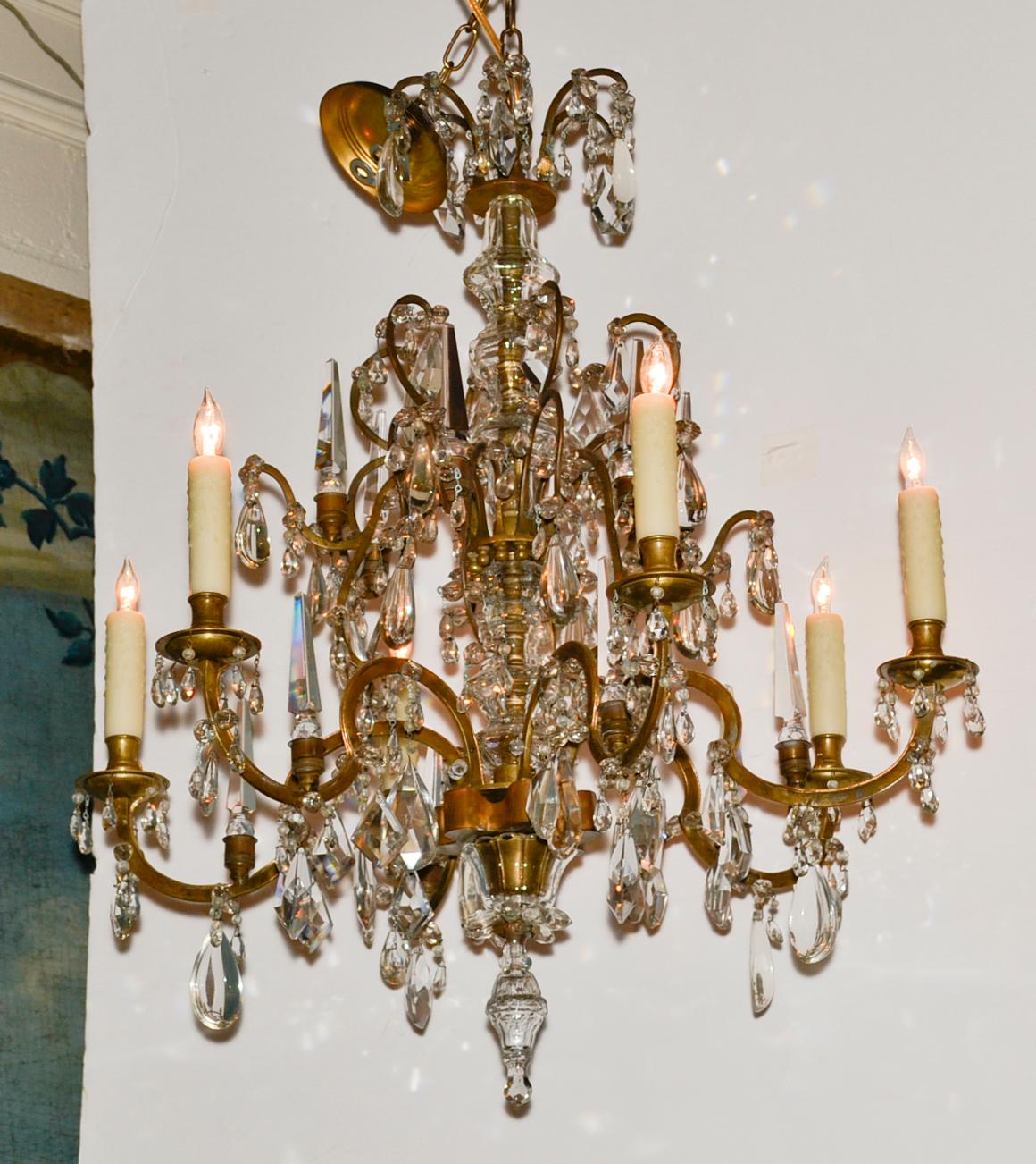 19th Century French Bronze and Crystal Chandelier For Sale 3