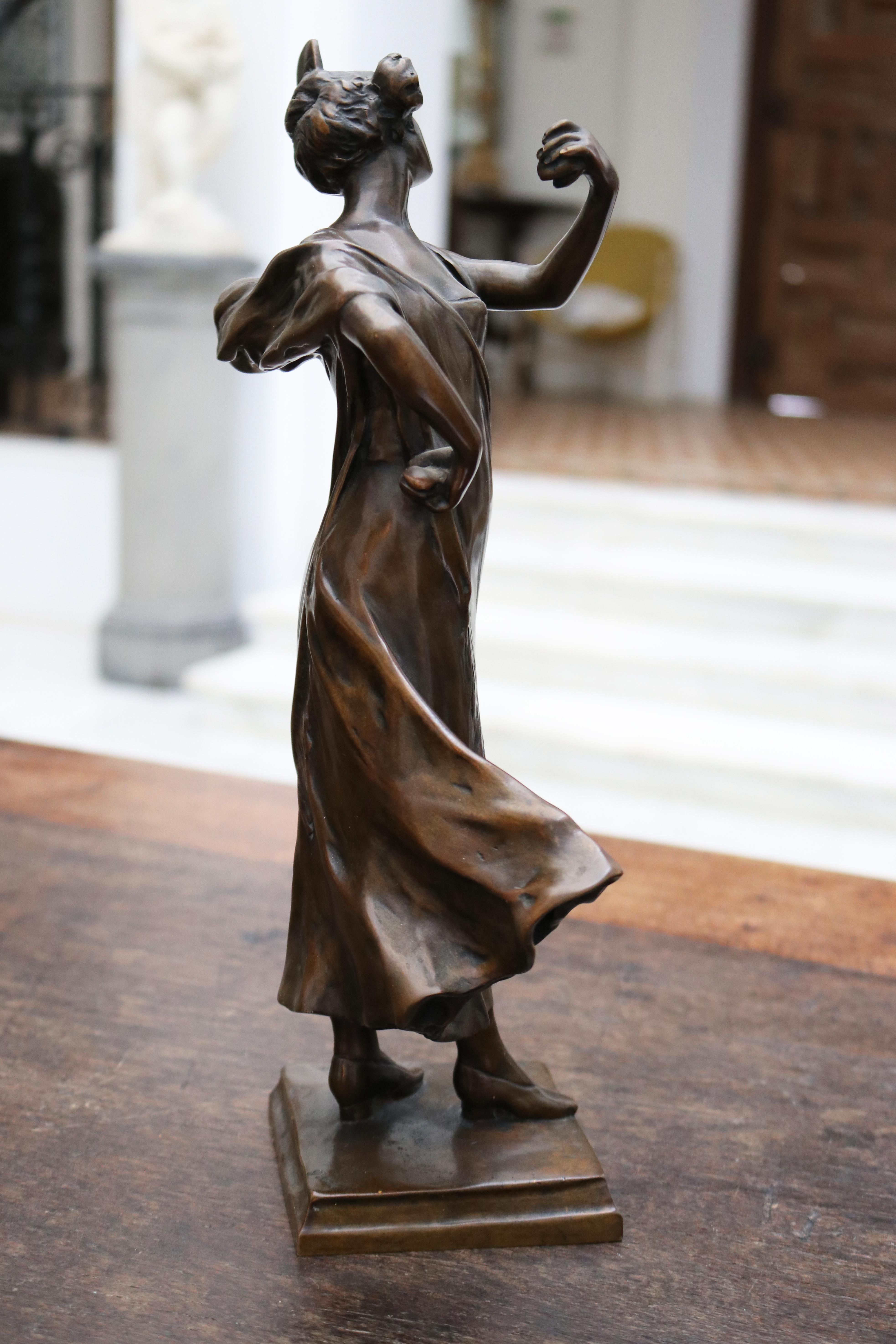 19th Century French Bronze Dancer Figure Signed A. Bouval In Good Condition For Sale In Marbella, ES