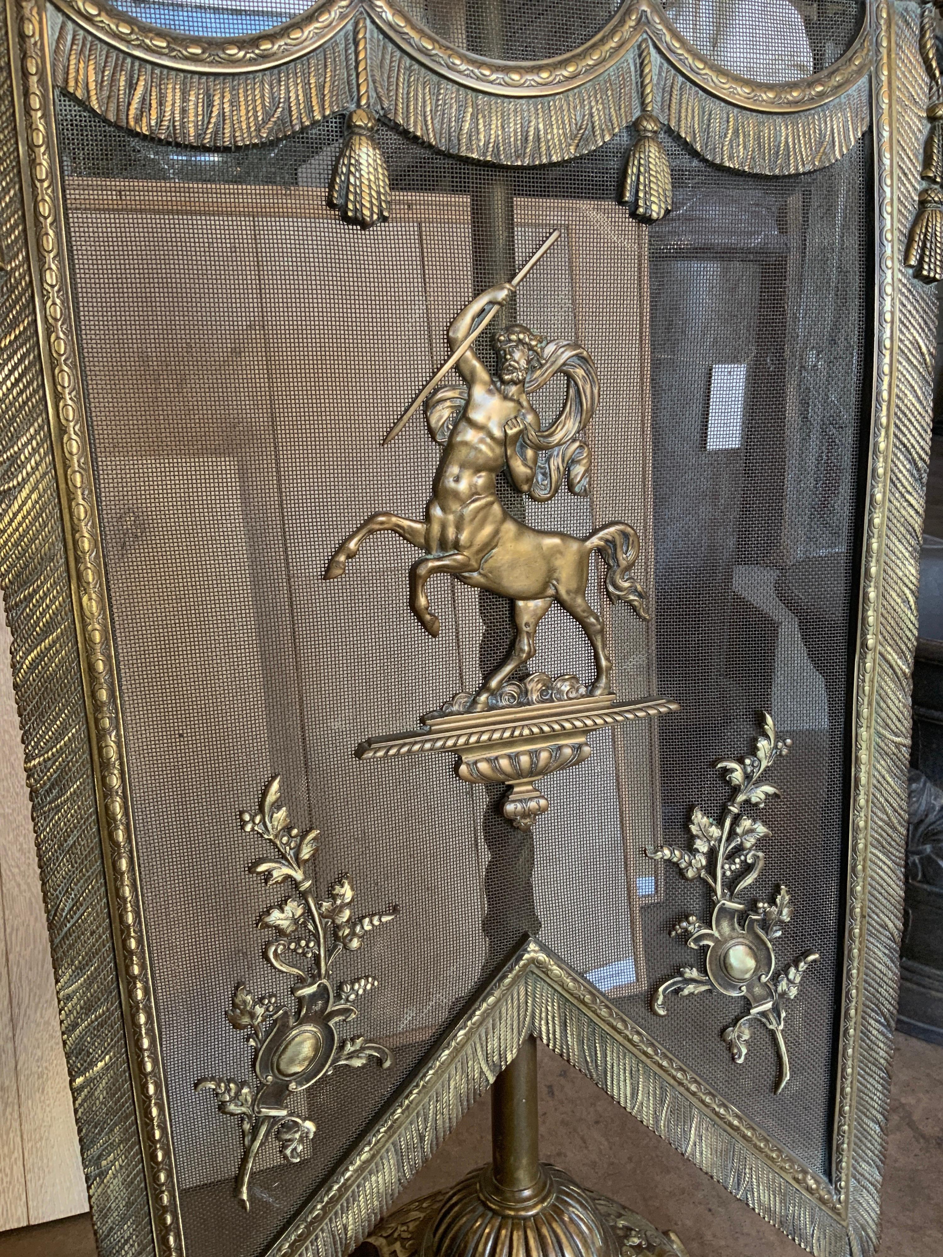 Handsome firescreen with figural depicting centaur.