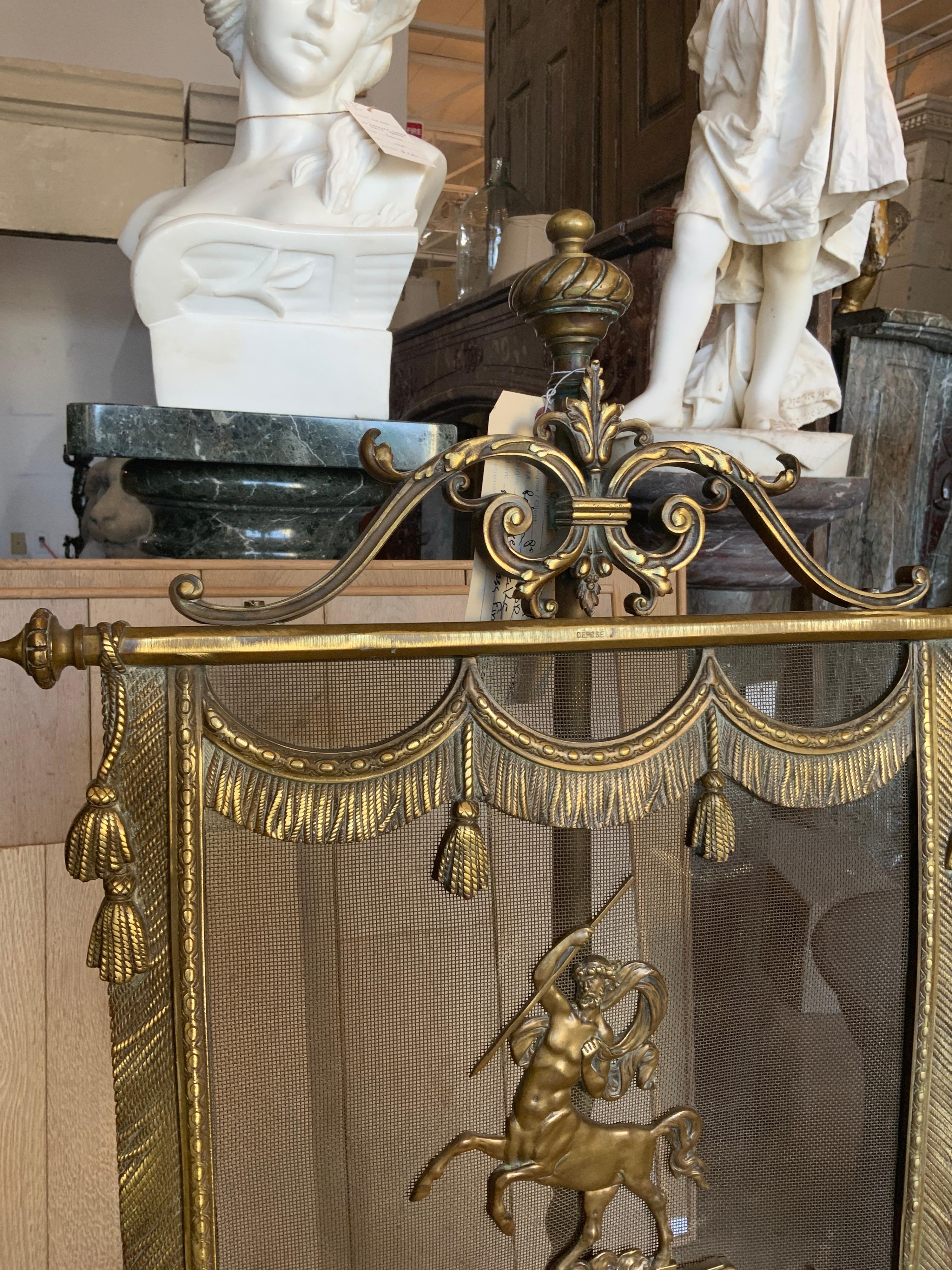 19th Century French Bronze Decorative Firescreen In Good Condition For Sale In Dallas, TX