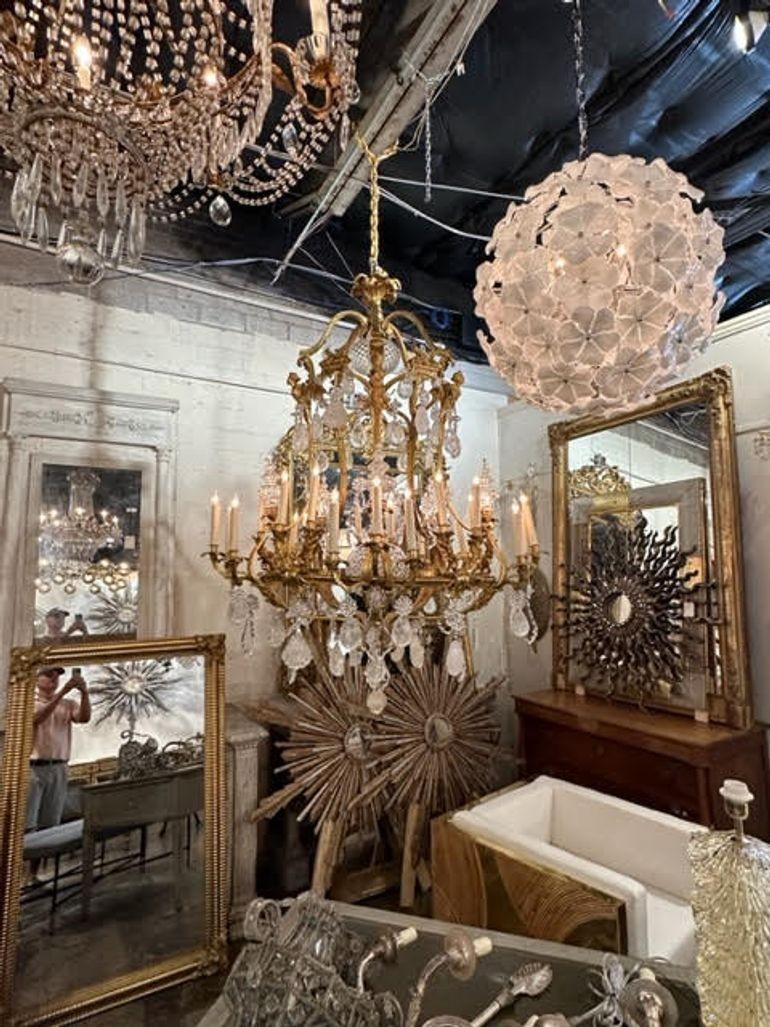 19th Century French Bronze Dore' and Rock Crystal Chandelier For Sale 9