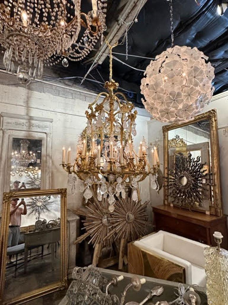 Lampadario francese del XIX secolo in bronzo dorato e cristallo di rocca in vendita 7