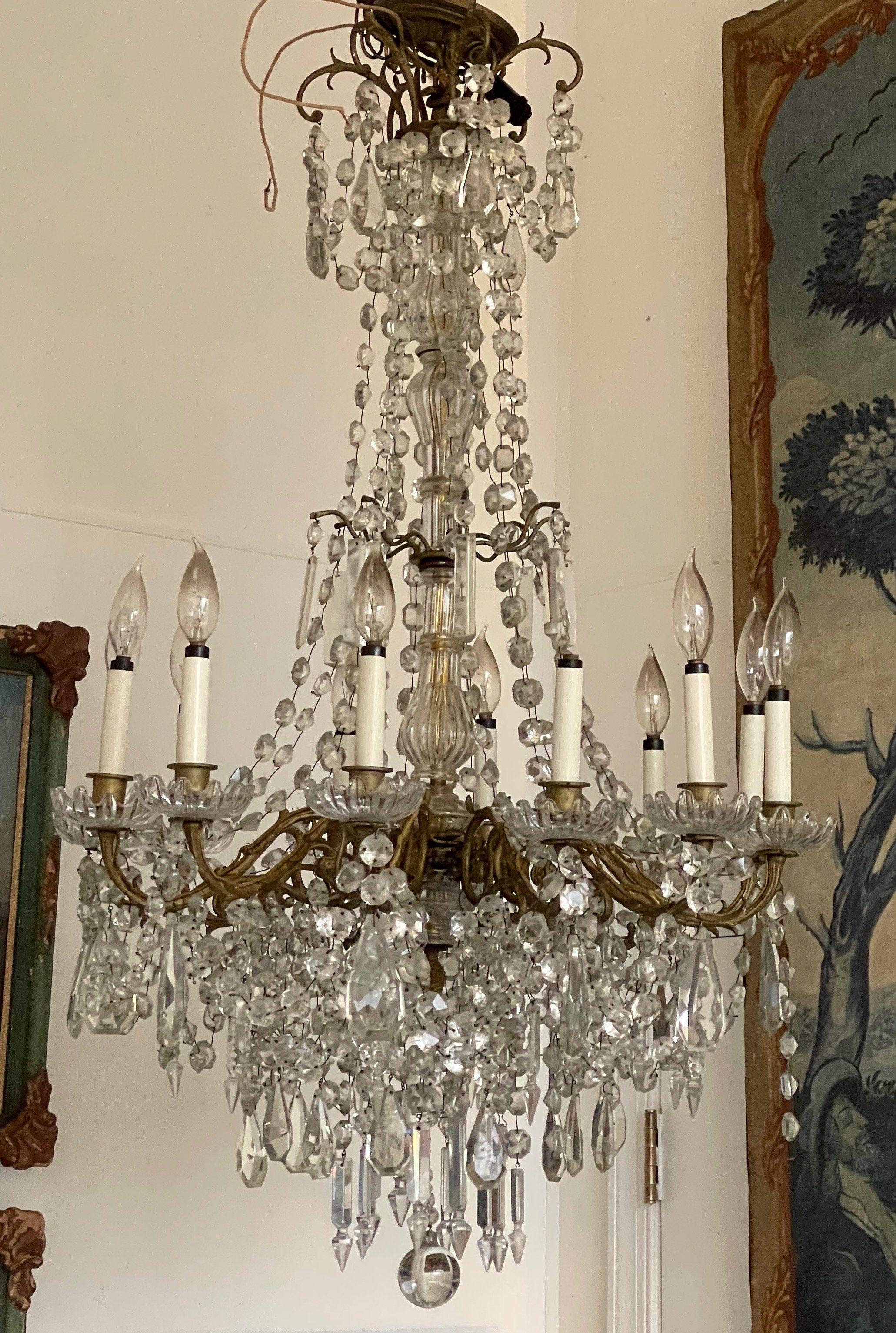 19th Century French Bronze Dore Crystal Chandelier In Good Condition In Doylestown, PA