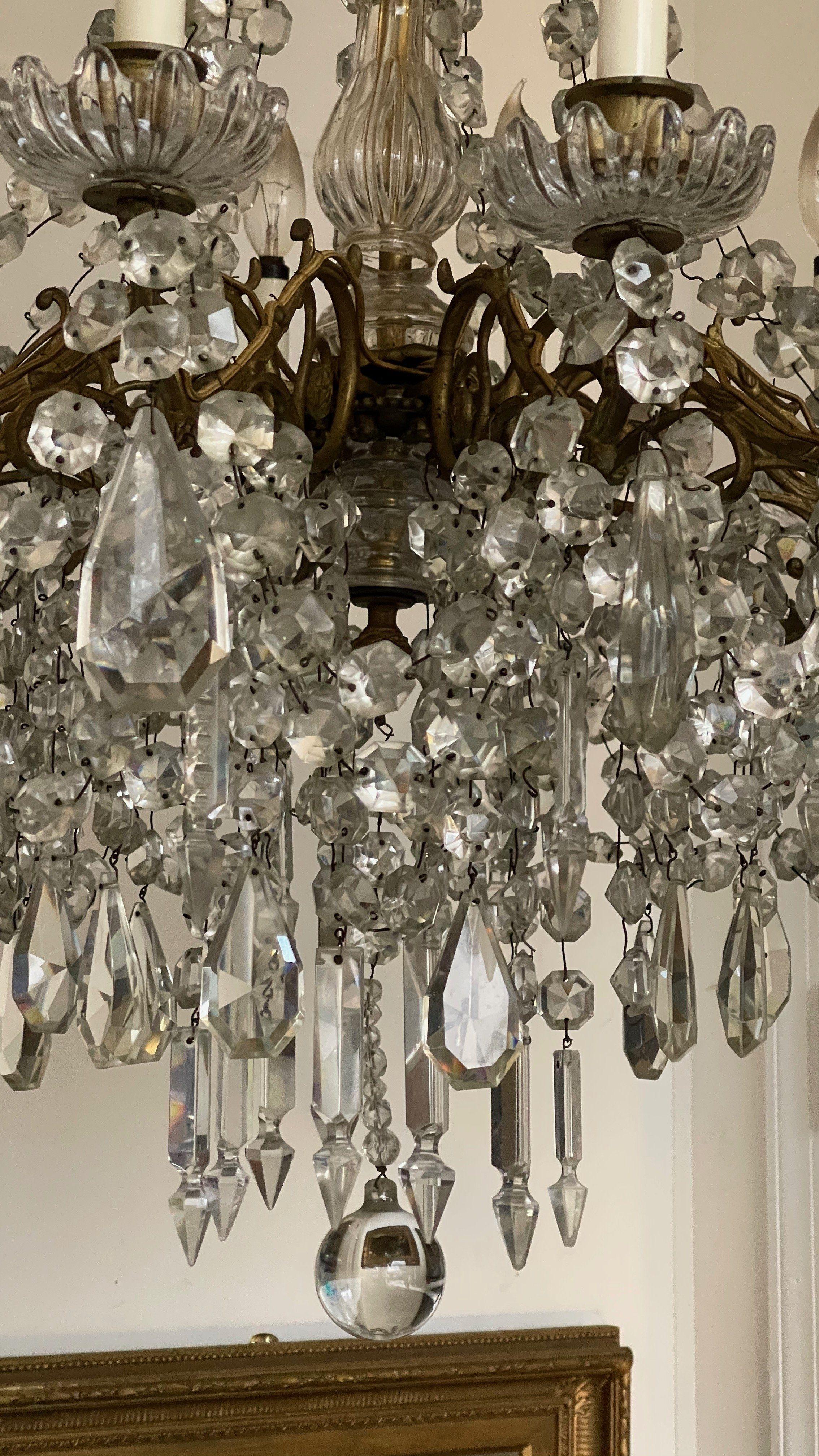 19th Century French Bronze Dore Crystal Chandelier 1