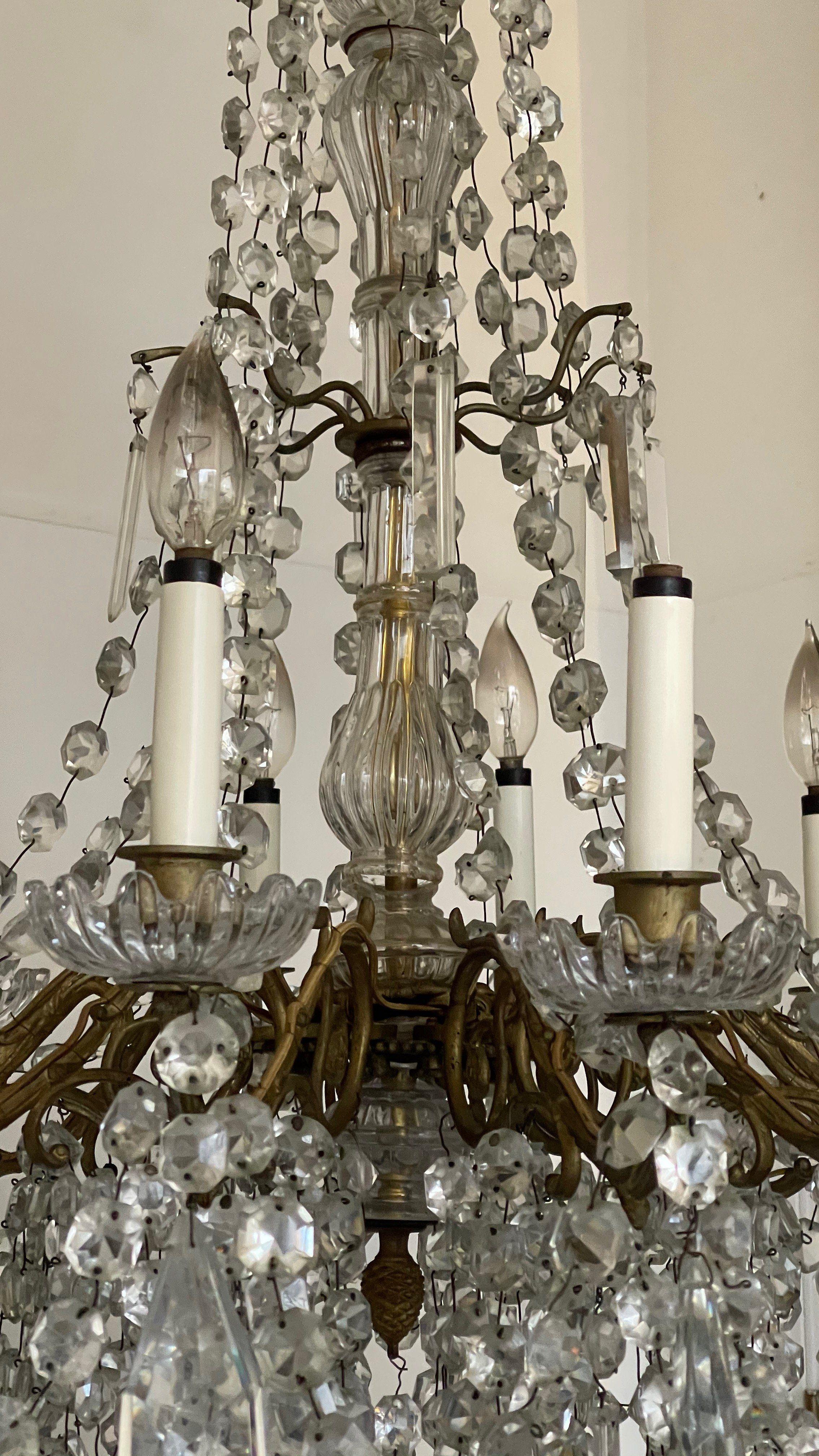 19th Century French Bronze Dore Crystal Chandelier 2