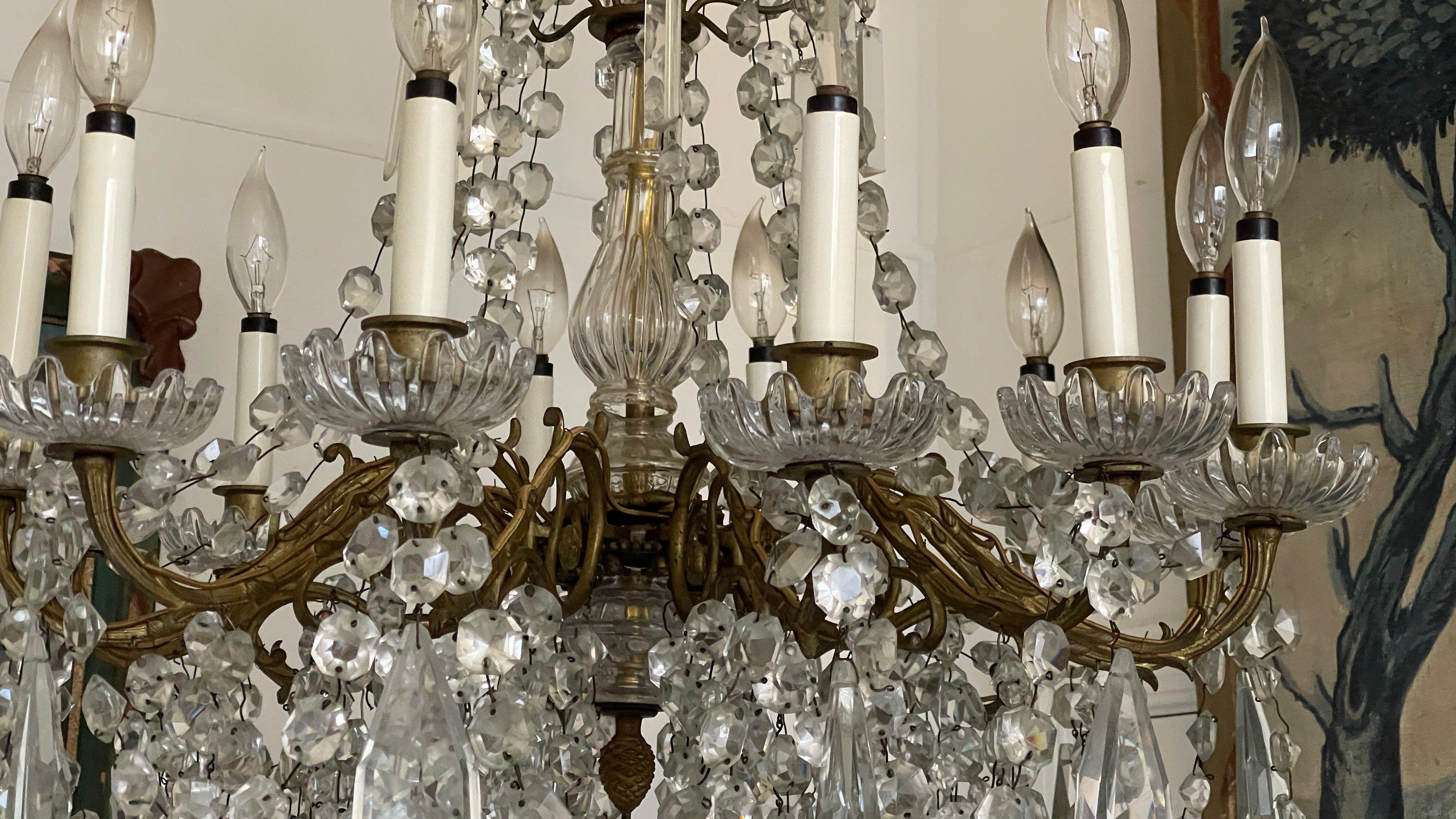 19th Century French Bronze Dore Crystal Chandelier 3