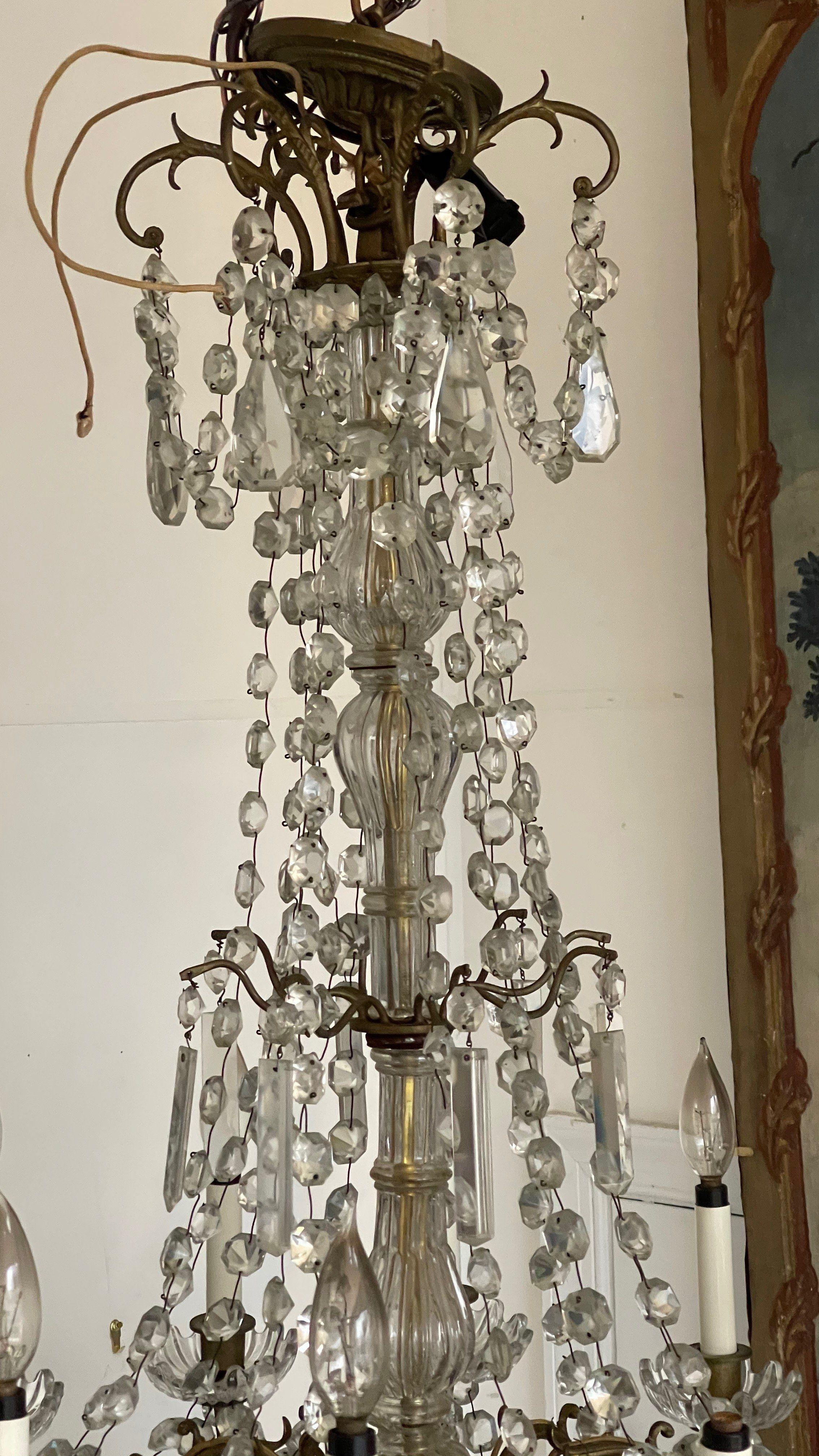 19th Century French Bronze Dore Crystal Chandelier 4