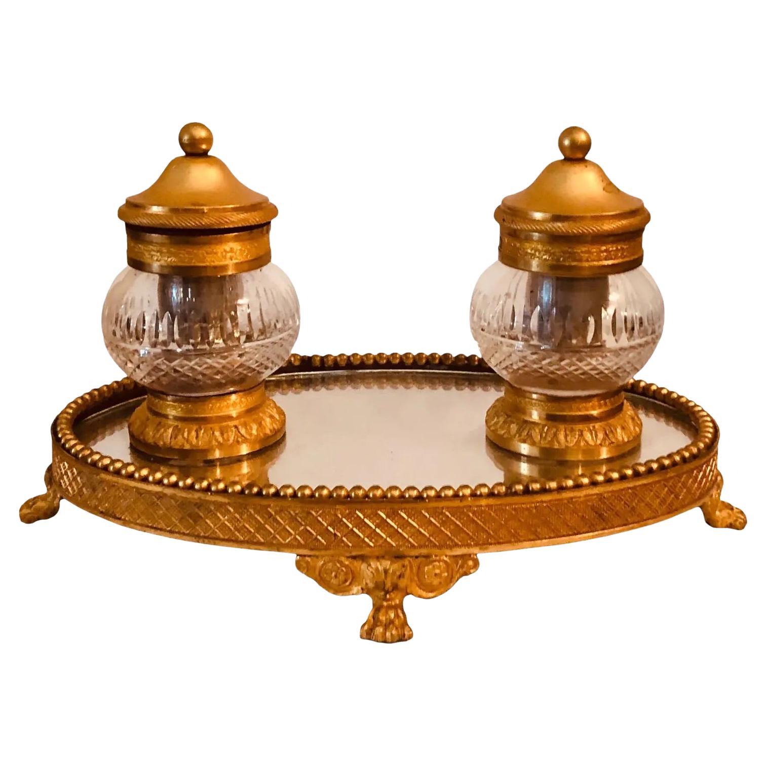 19th Century French Bronze Doré Inkwell