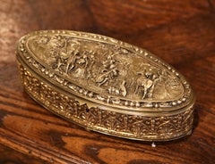 19th Century French Bronze Doré Jewelry Box with Pastoral Scene