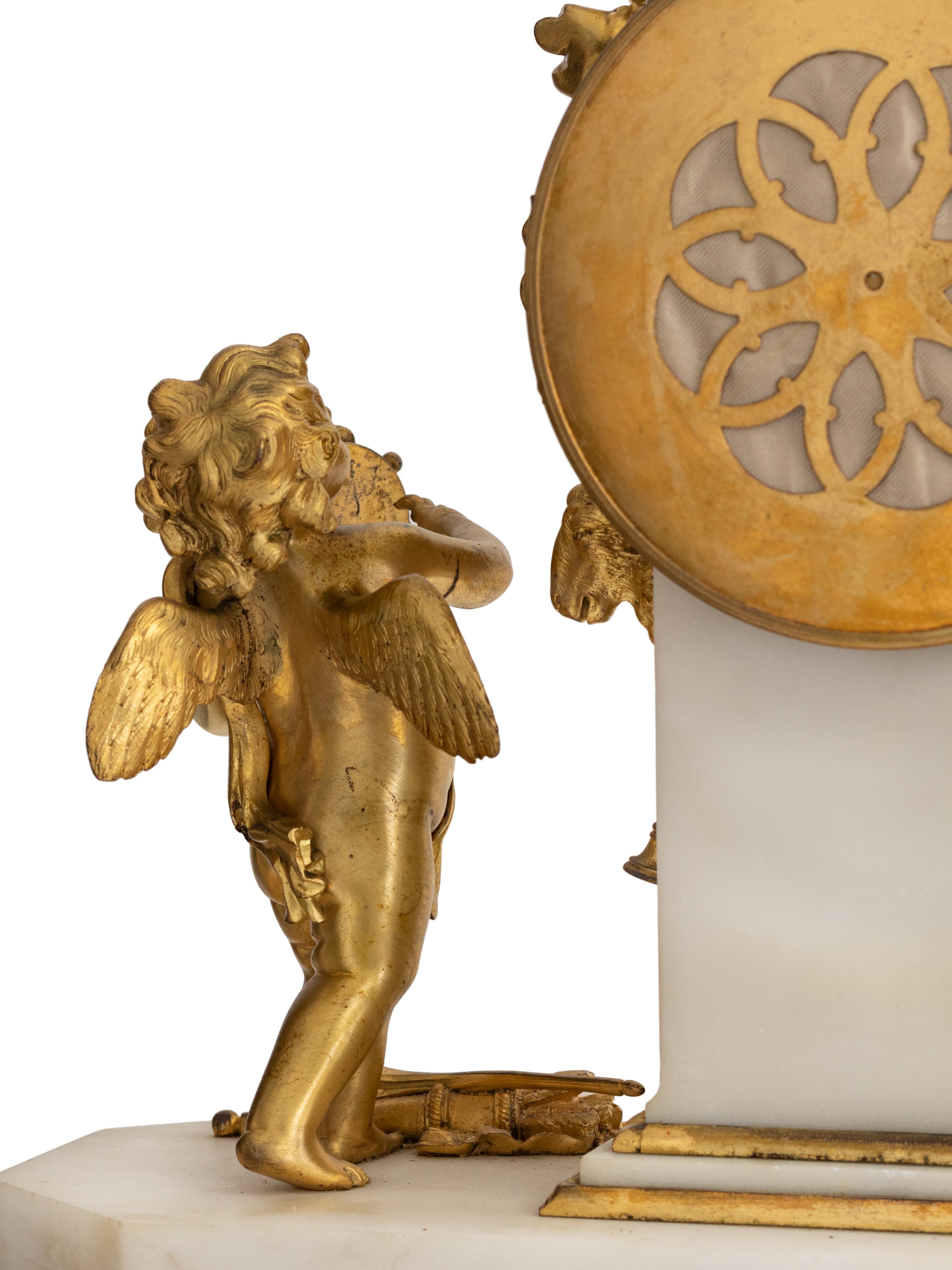Pendule de cheminée en bronze doré par Leveque Guéret, 19e siècle  en vente 2