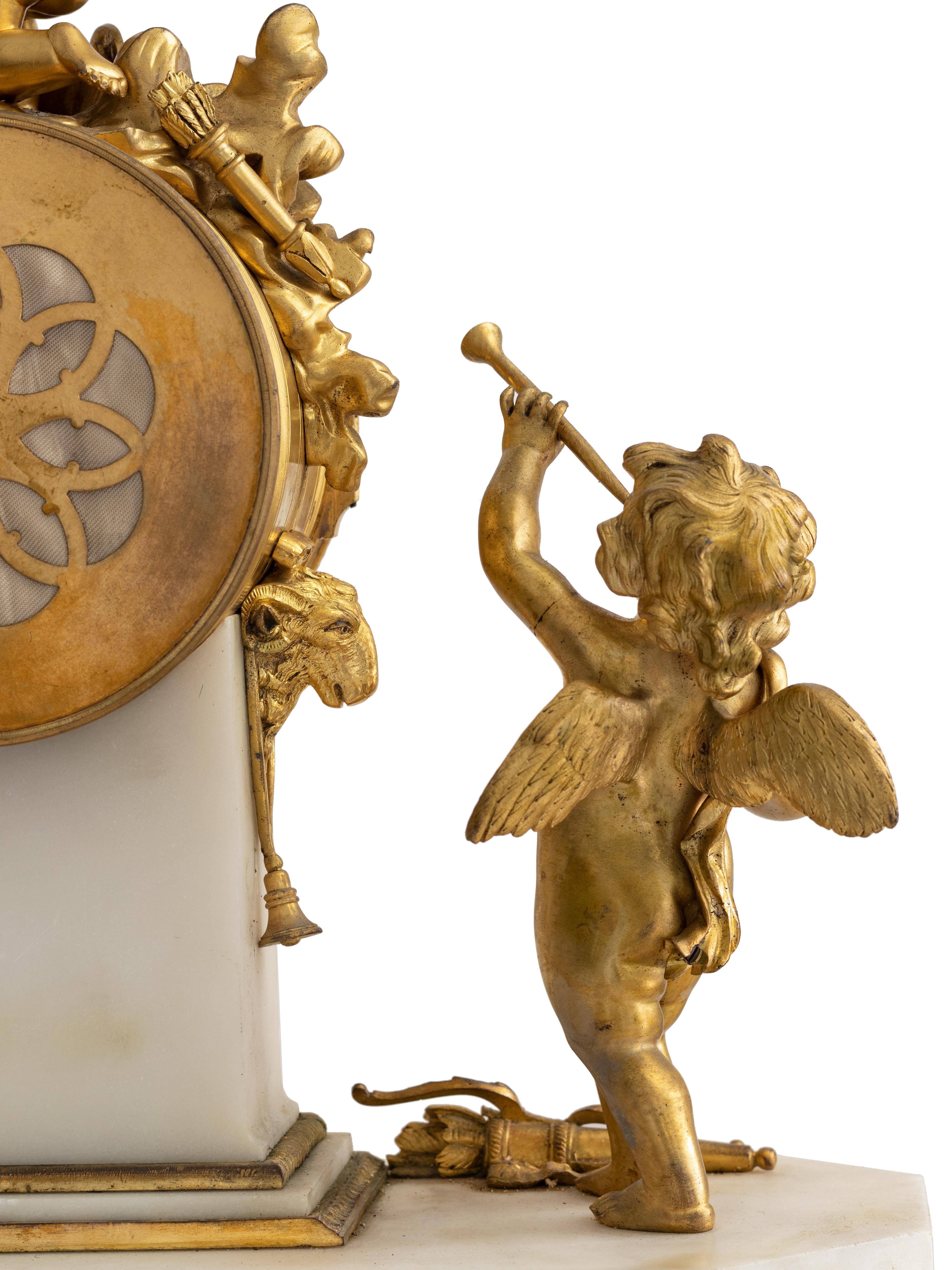French Bronze Dore Mantle Clock by Leveque Guéret, 19th Century  For Sale 6