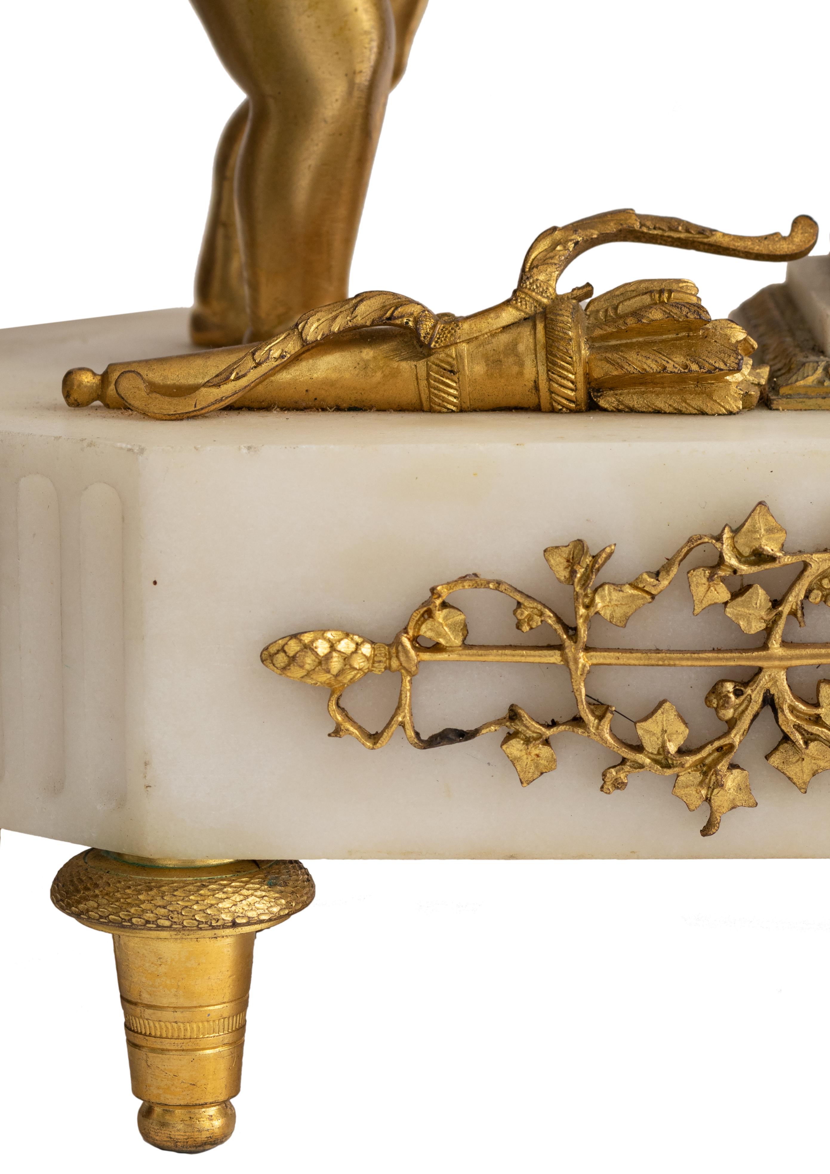 Pendule de cheminée en bronze doré par Leveque Guéret, 19e siècle  en vente 5