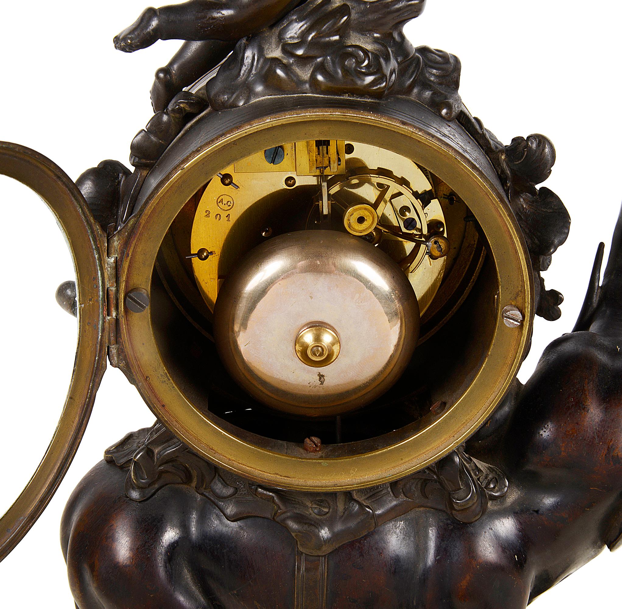 19th Century French Bronze Elephant Mantel Clock 2
