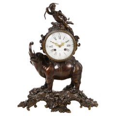 19th Century French Bronze Elephant Mantel Clock