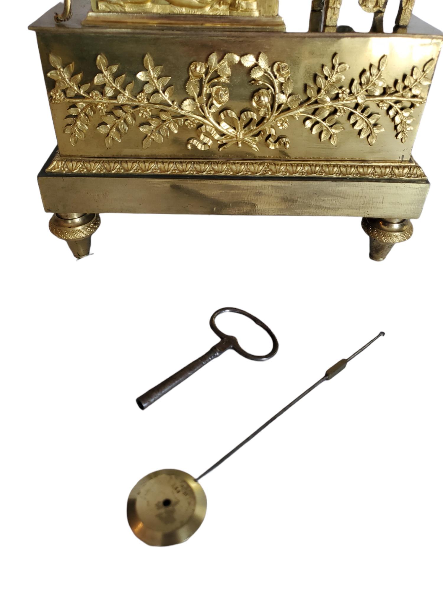 Cast 19th Century French Bronze Empire Clock For Sale