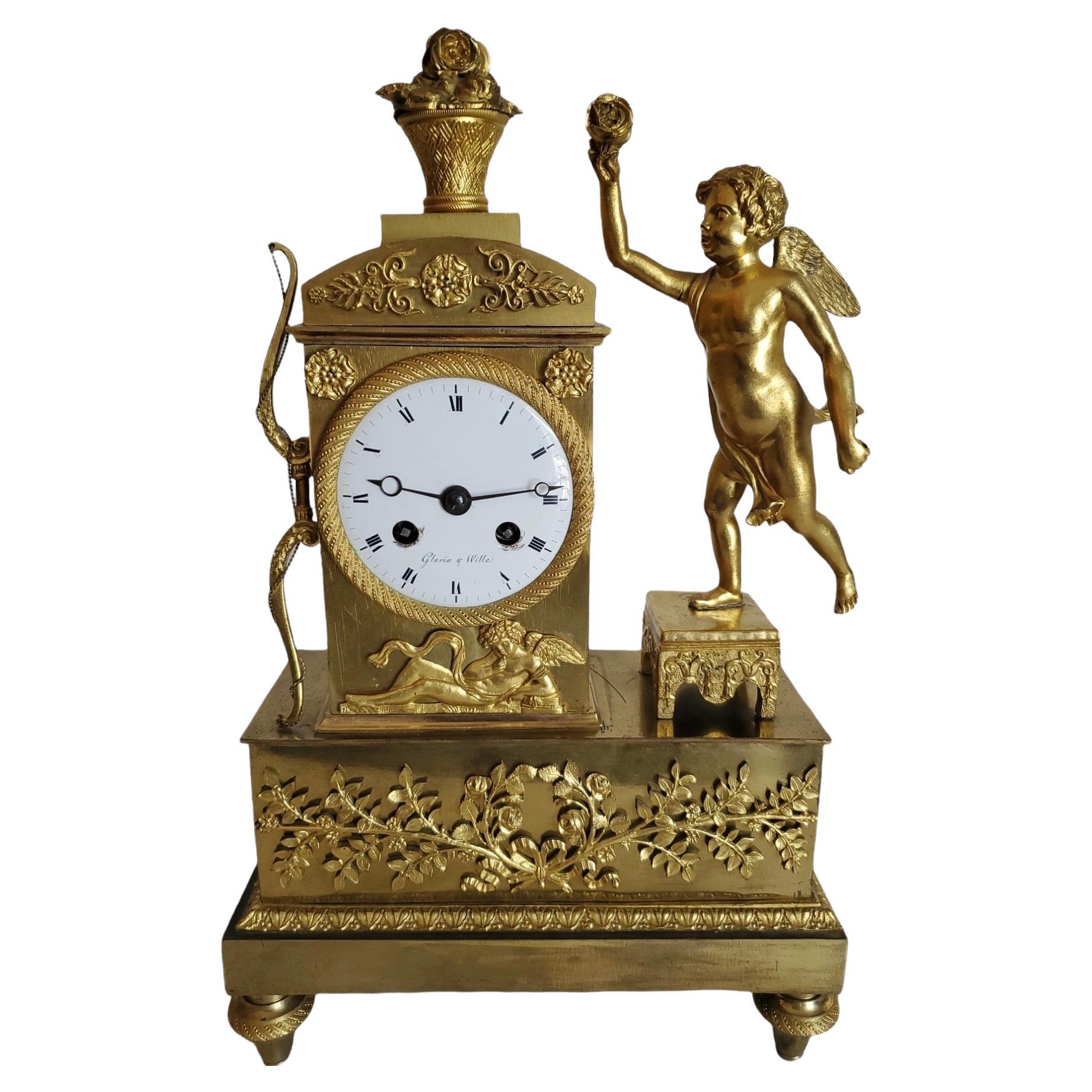 19th Century French Bronze Empire Clock For Sale