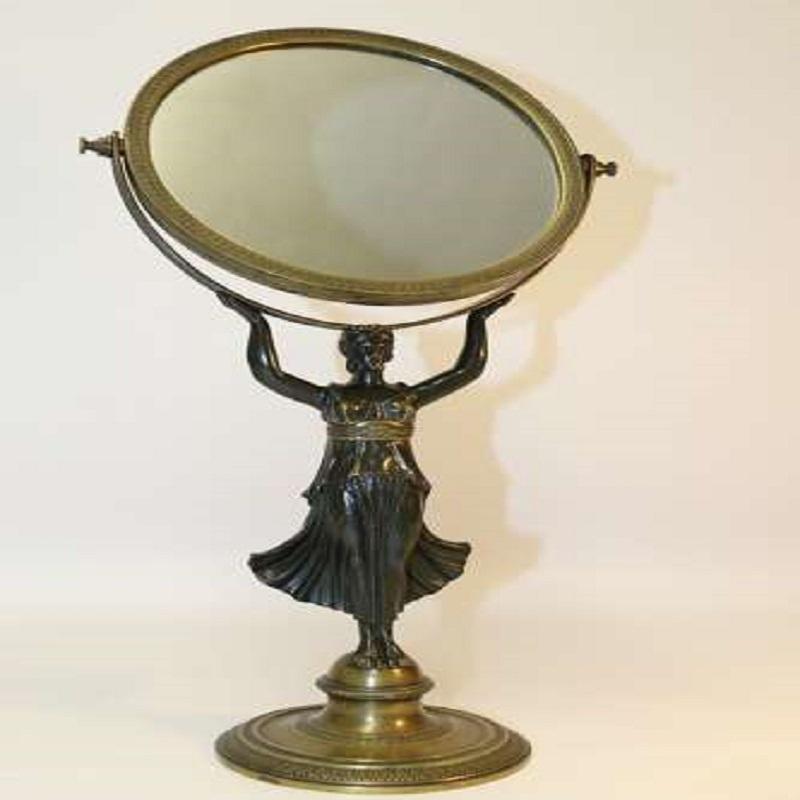 19th Century French Bronze Empire Period Adjustable Pedestal Mirror, circa 1820 For Sale 10