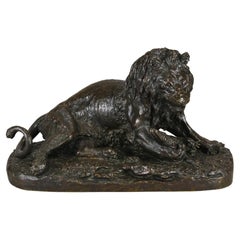 19th Century French Bronze Entitled "Lion and Crocodile" by Christophe Fratin