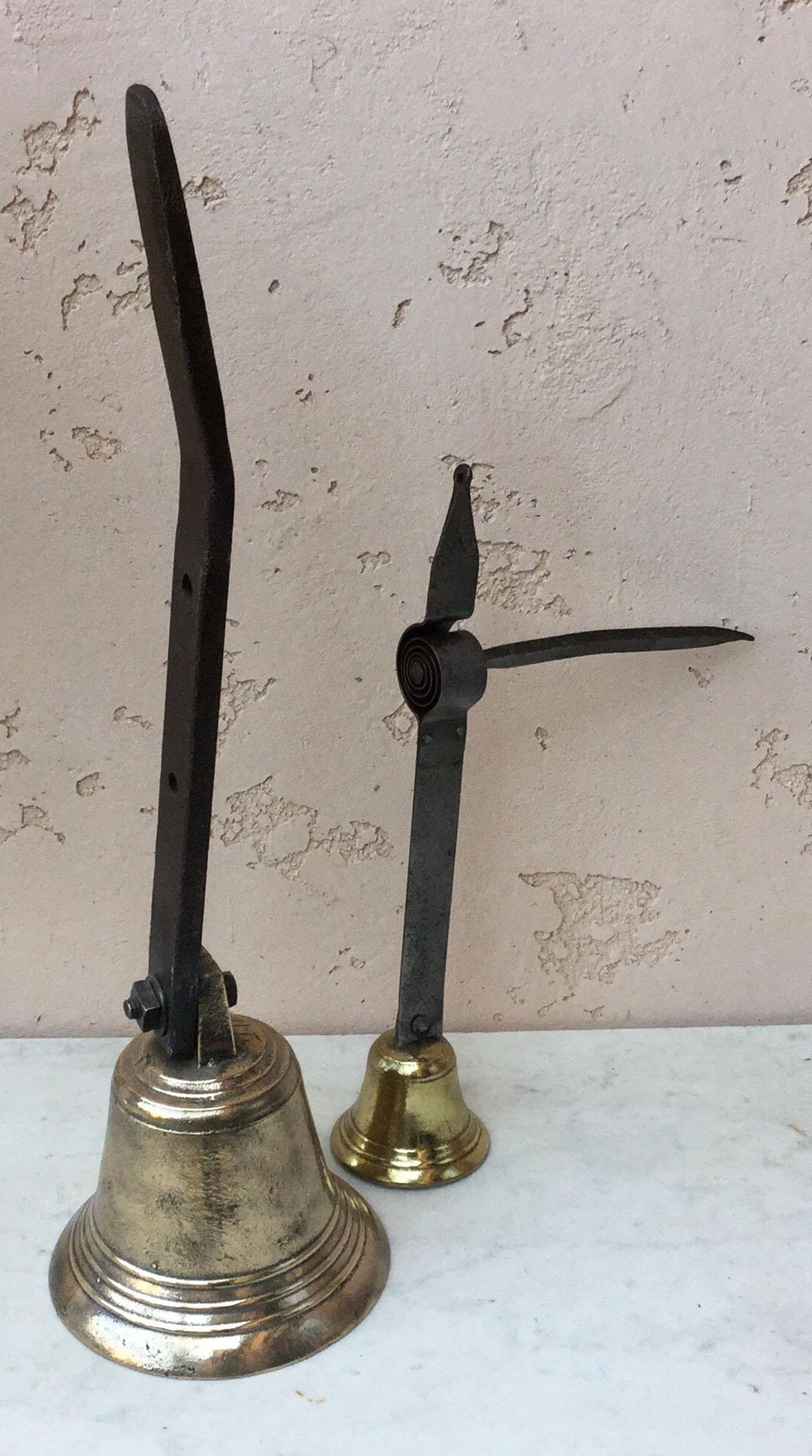 Country 19th Century French Bronze Farm Bell with Iron For Sale