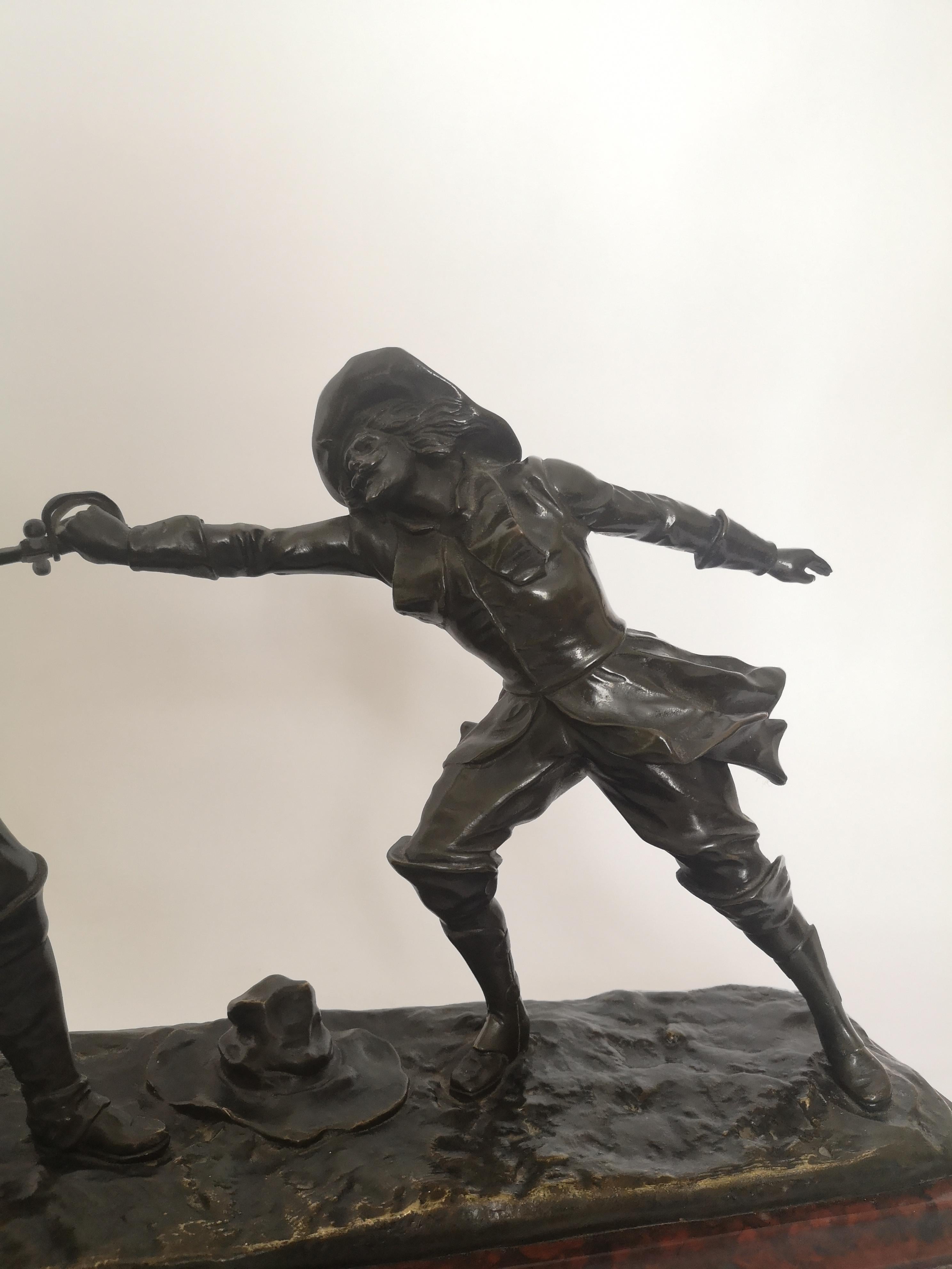 19th Century French Bronze Fencing Sculpture by Edouard Drouot In Good Condition For Sale In London, GB