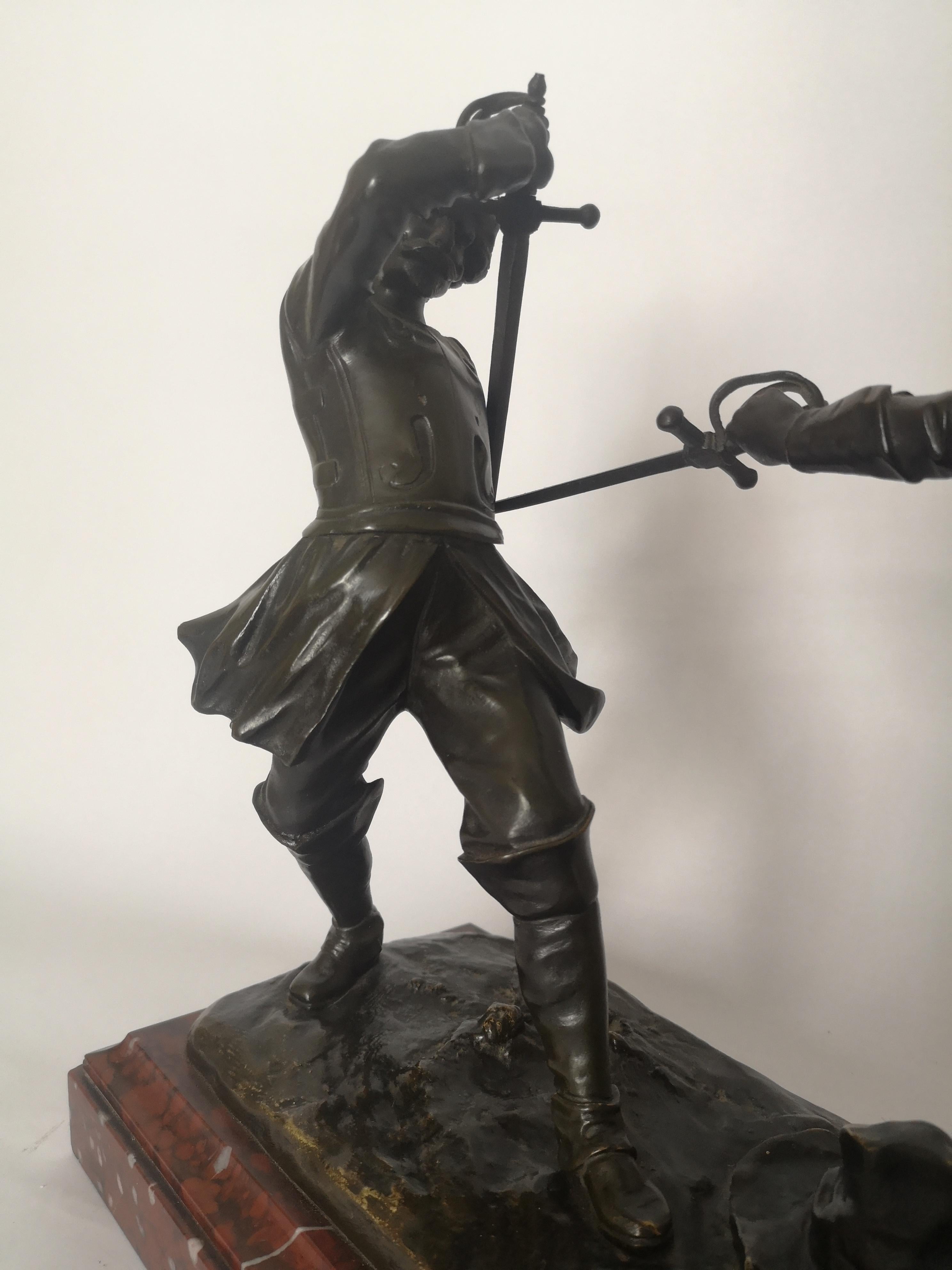 19th Century French Bronze Fencing Sculpture by Edouard Drouot For Sale 2