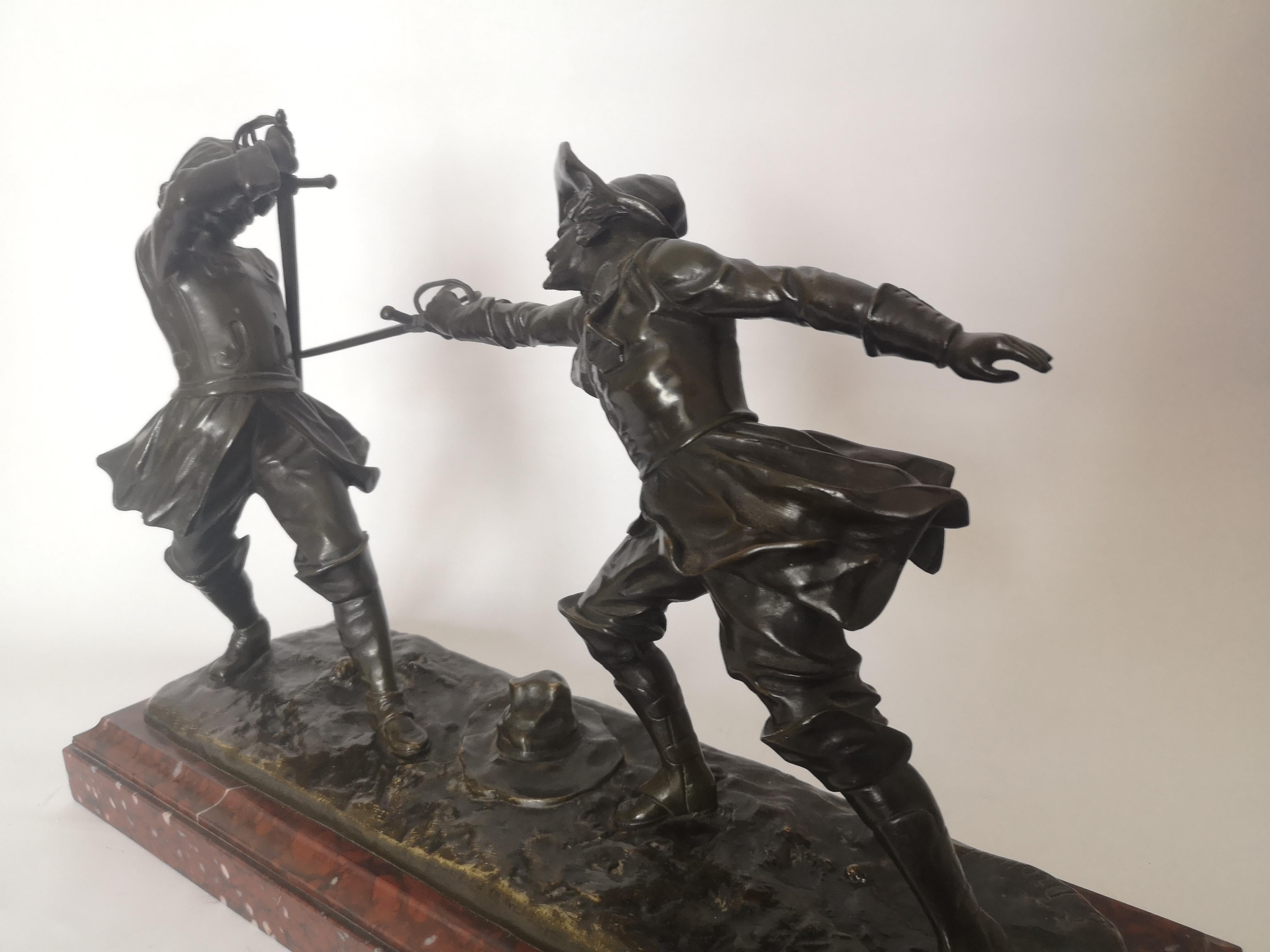 19th Century French Bronze Fencing Sculpture by Edouard Drouot For Sale 3