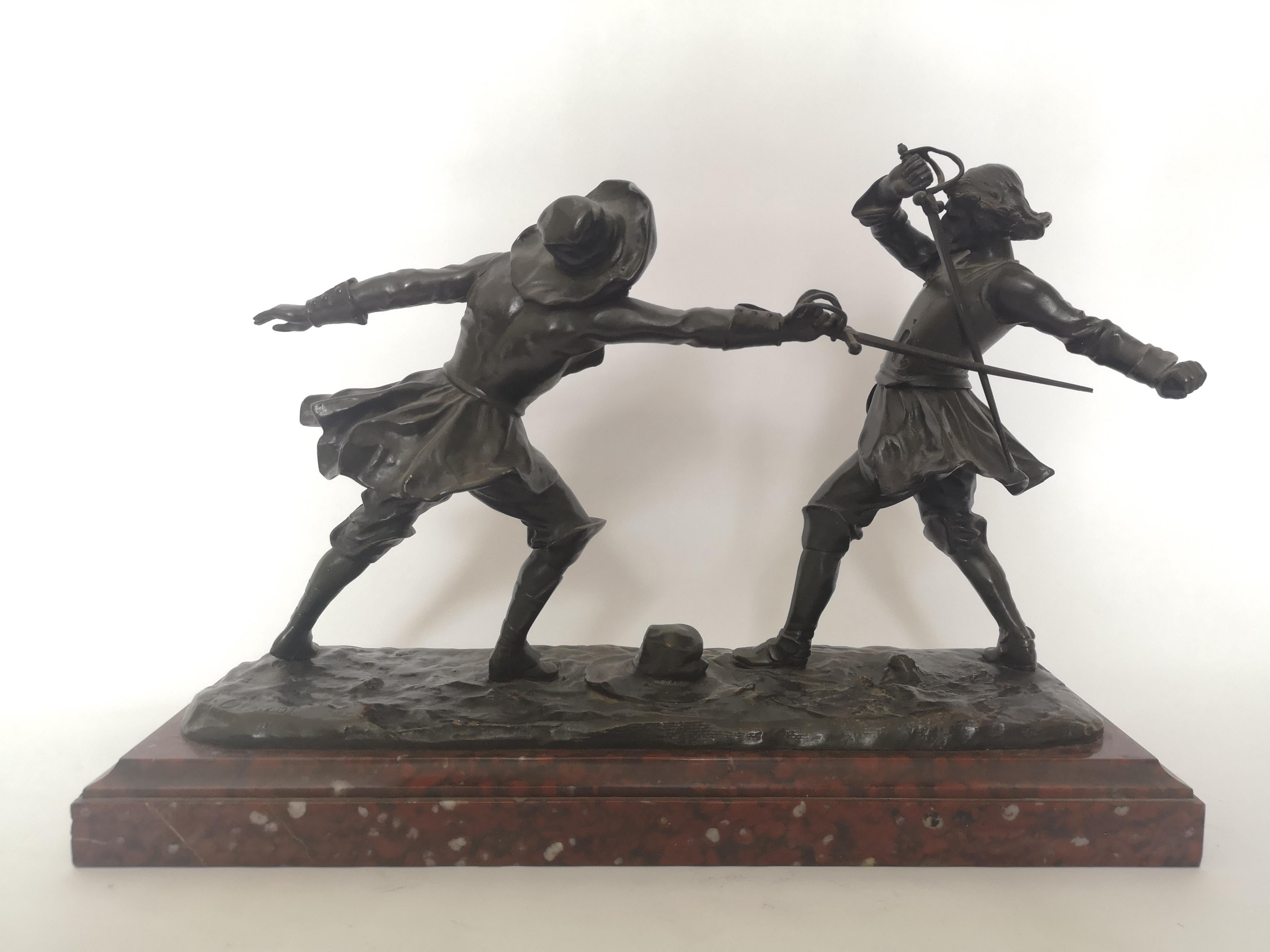 19th Century French Bronze Fencing Sculpture by Edouard Drouot For Sale 4