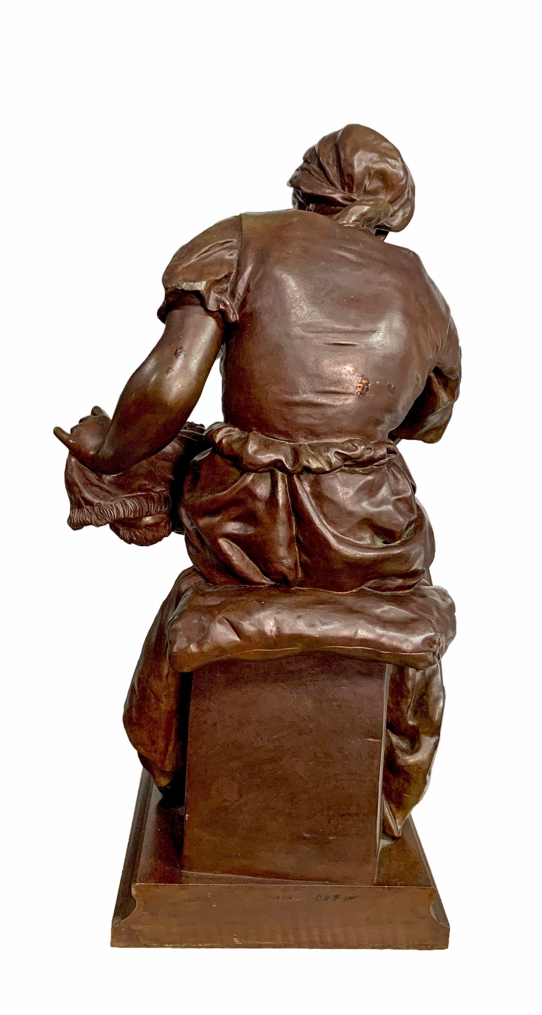19th Century French Bronze Figural Group Depicting a Mother and Child by Detrier In Good Condition For Sale In Los Angeles, CA