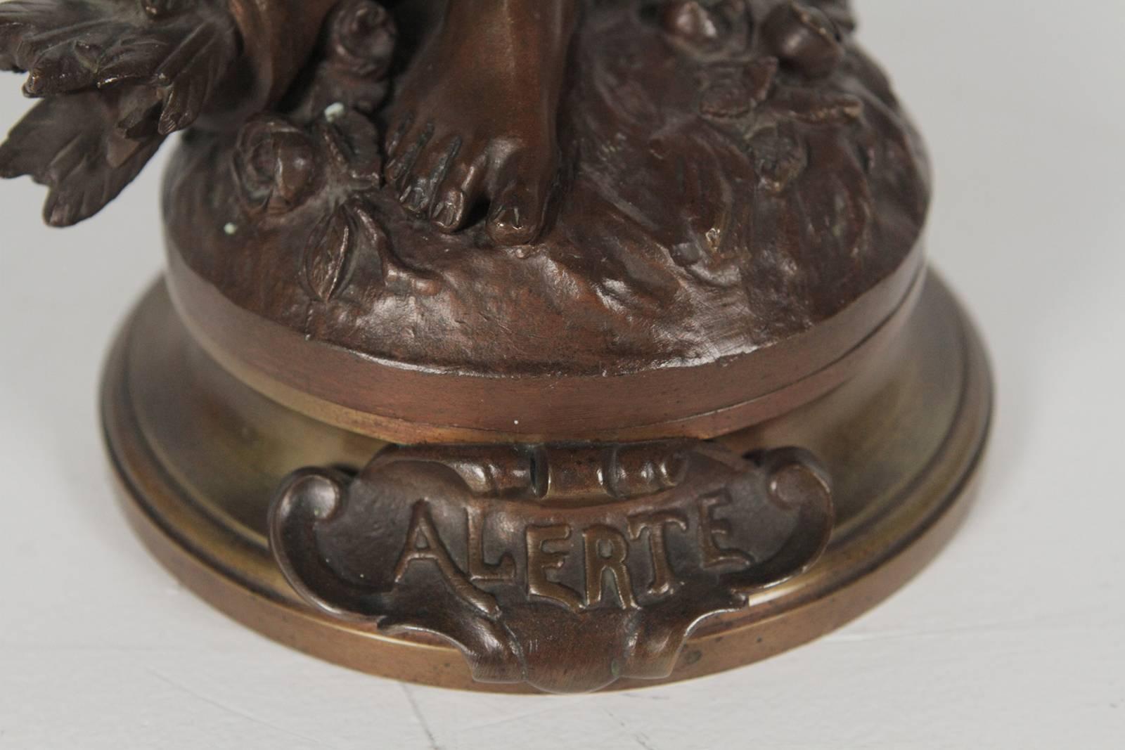 Late 19th Century 19th Century French Bronze Figure Alerte