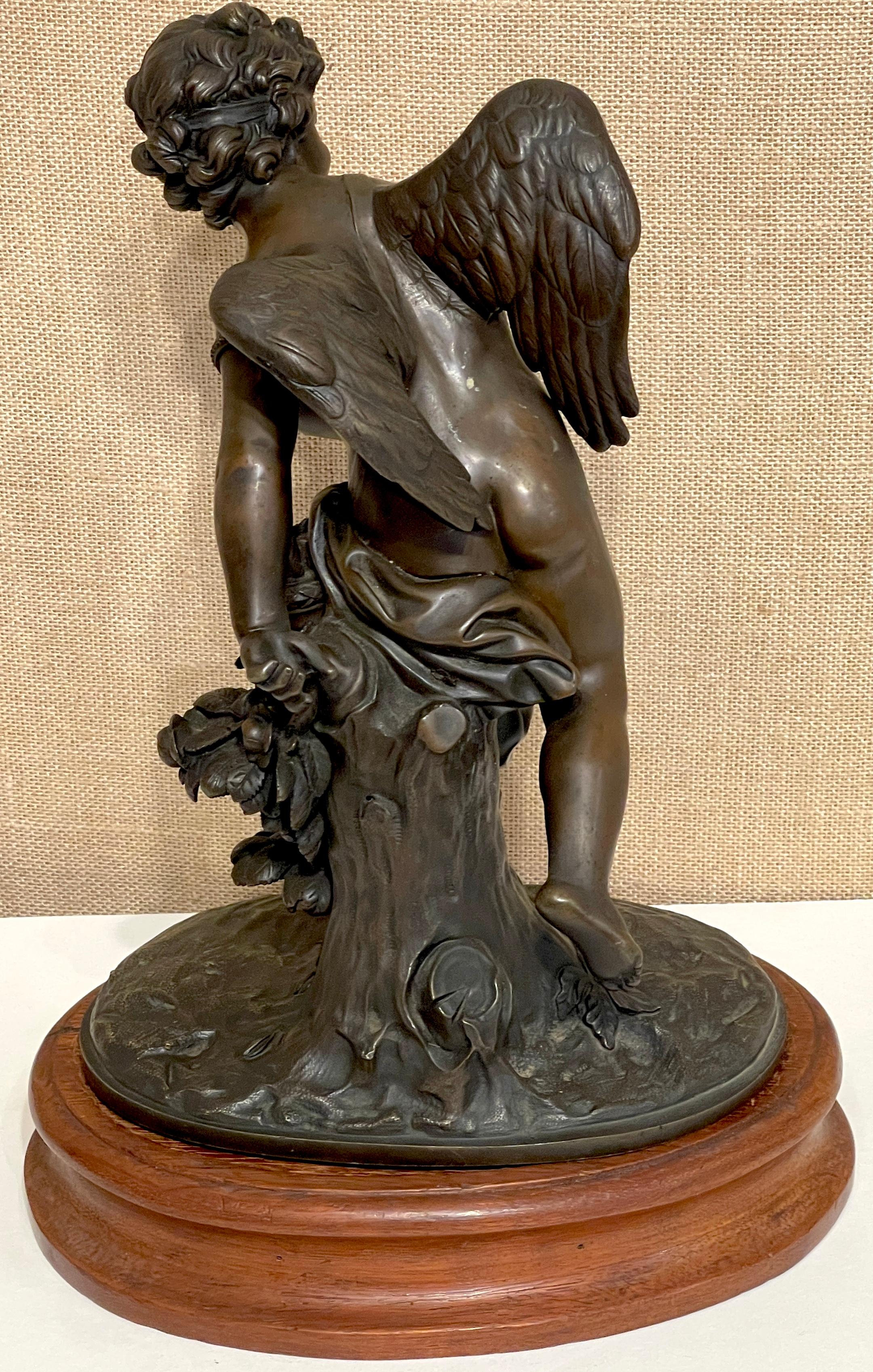 Französische Bronzefigur des Amors (Engel) aus dem 19. Jahrhundert, Auguste Moreau zugeschrieben im Angebot 7