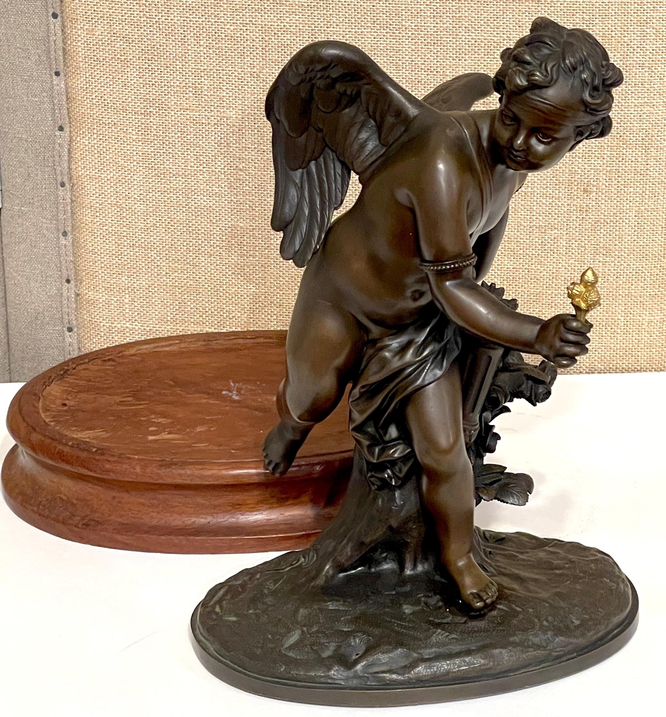 Französische Bronzefigur des Amors (Engel) aus dem 19. Jahrhundert, Auguste Moreau zugeschrieben im Angebot 11
