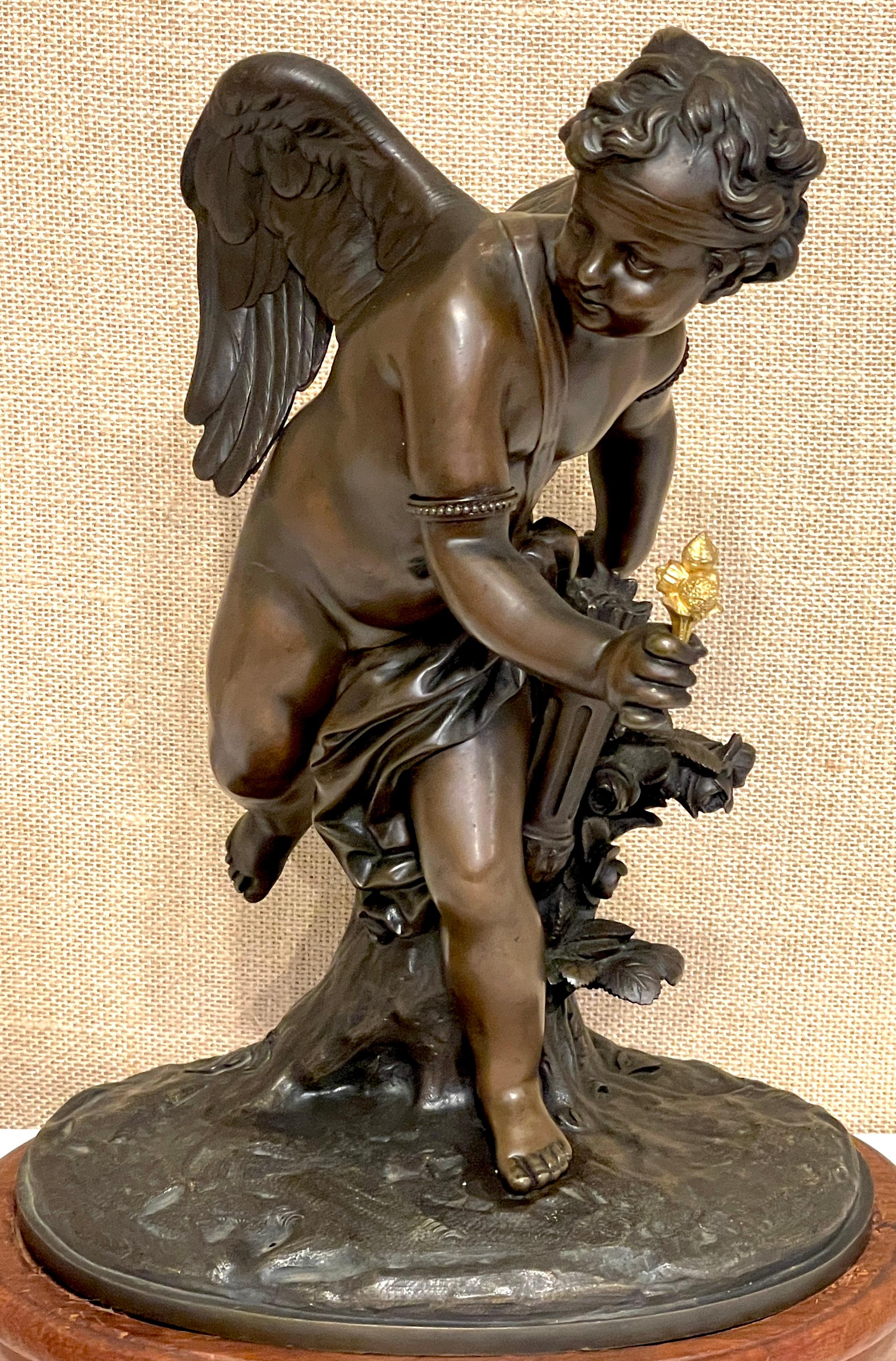 Französische Bronzefigur des Amors (Engel) aus dem 19. Jahrhundert, Auguste Moreau zugeschrieben (Belle Époque) im Angebot