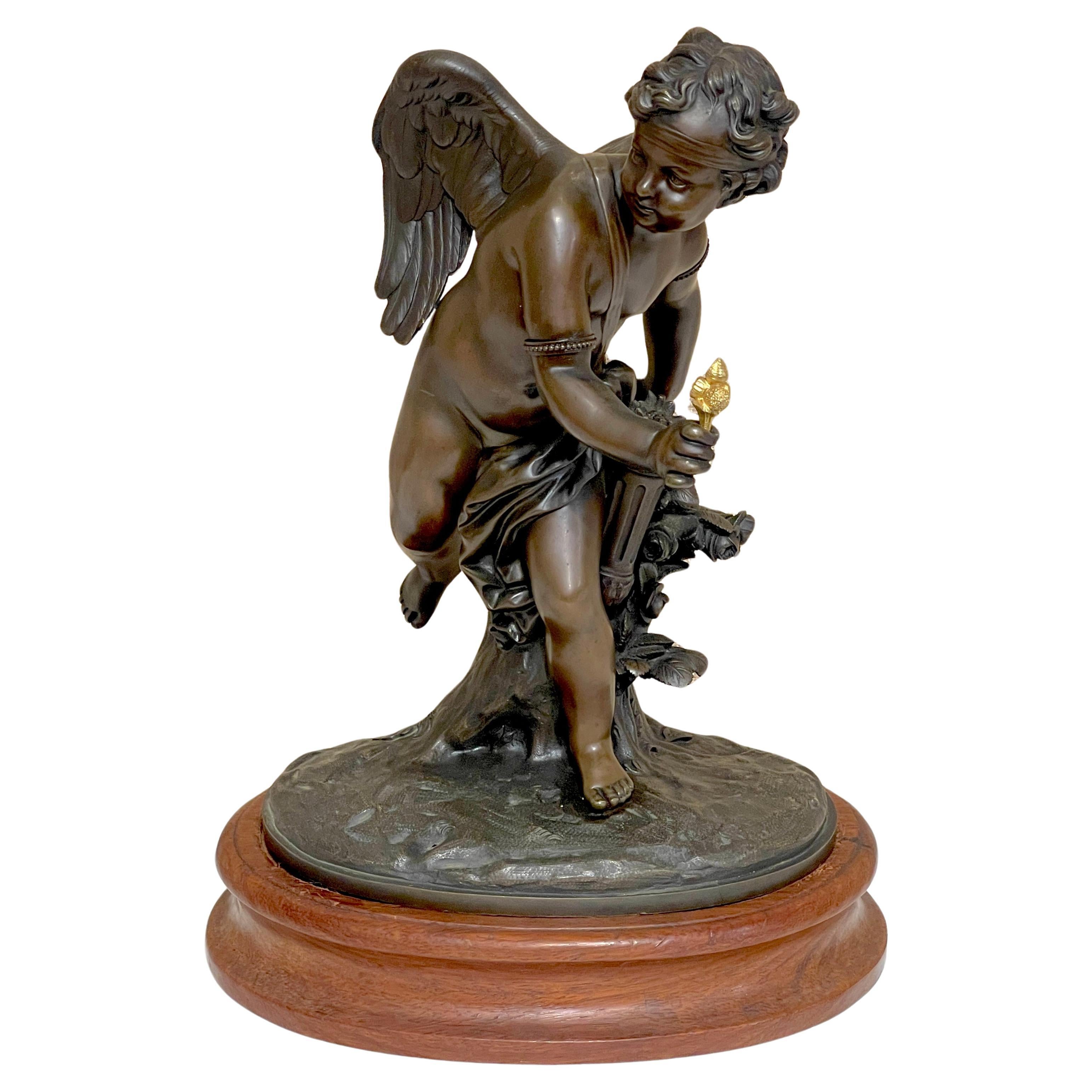 19th Century French Bronze Figure of Cupid (Angel) Attributed to Auguste Moreau