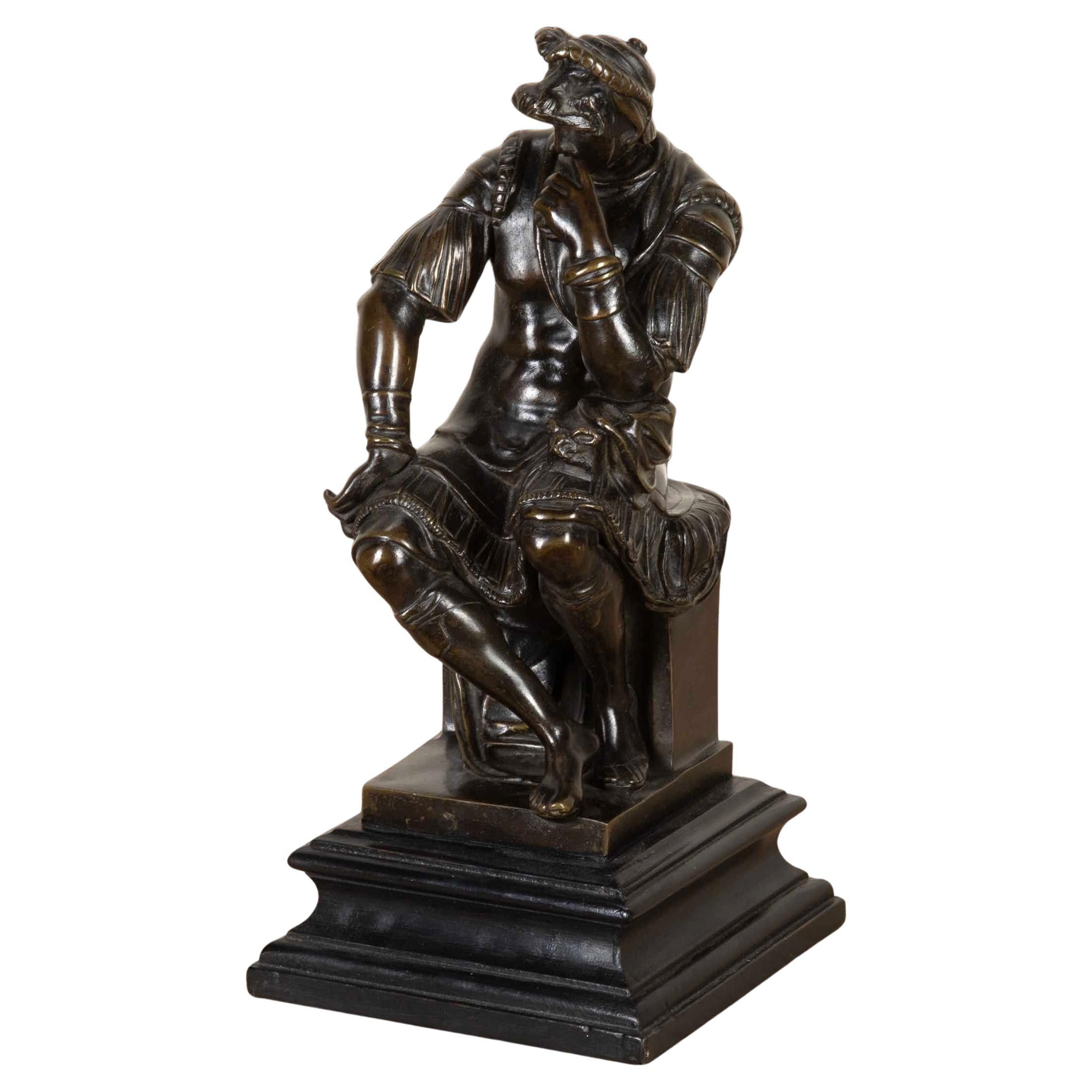 19th Century French Bronze Figure of the Seated Lorenzo De Medici For Sale