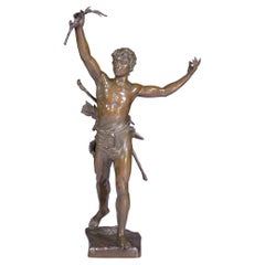 Antique 19th Century French Bronze Figure of "Victorious Archer" After Eugene Marioton