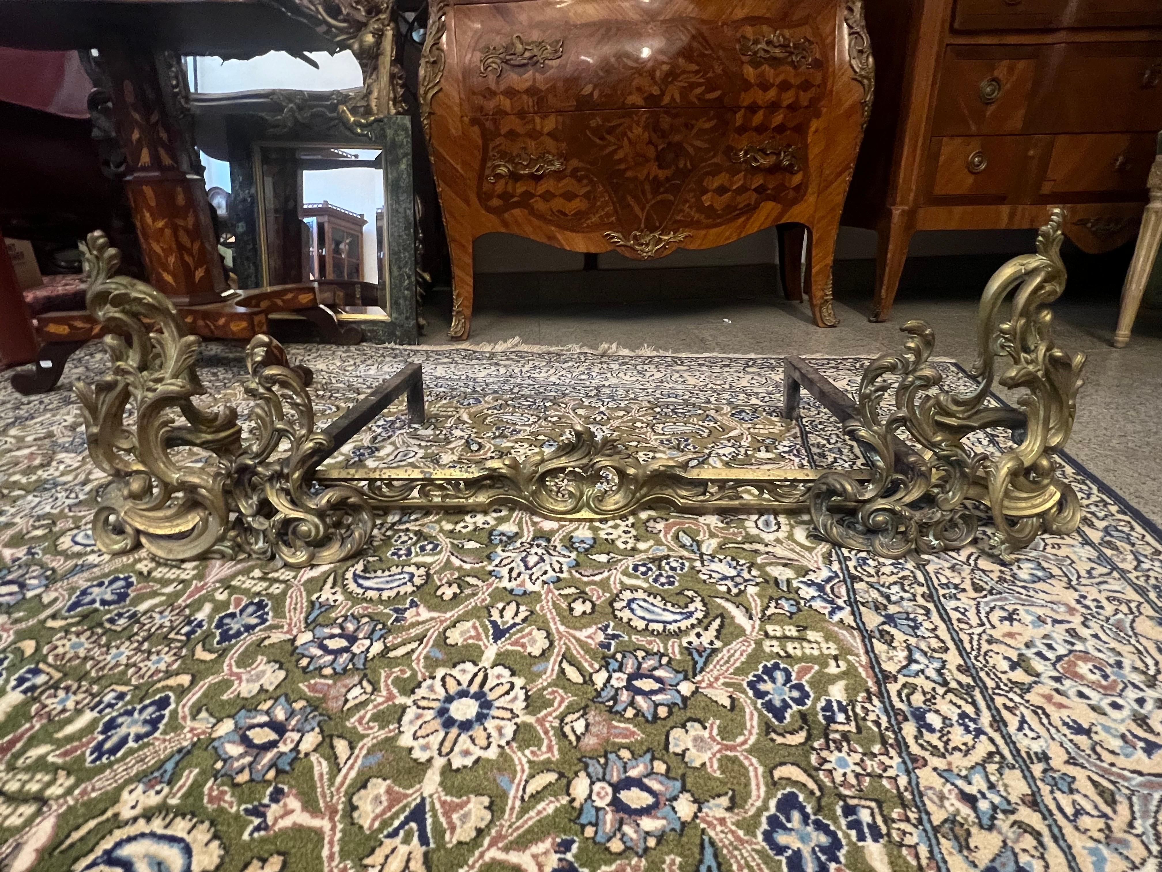 Cani da camino in bronzo francese del XIX secolo con parafango in stile rococò in vendita 1