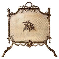 Antique 19th Century French Bronze Fireplace Screen in Louis XVI Style 