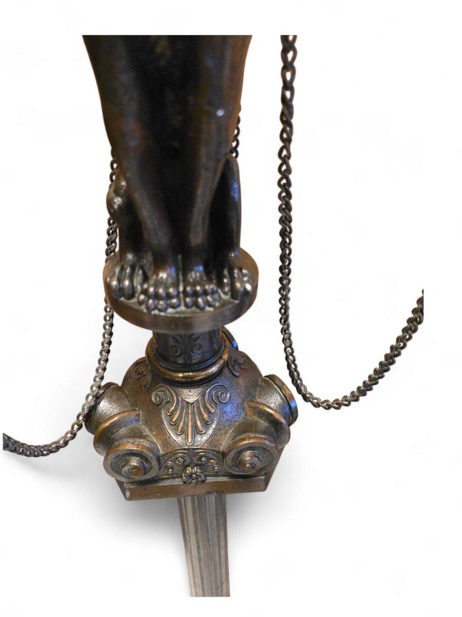 Français Lampadaire en bronze français du XIXe siècle - Ferdinand Barbedienne et Henry Cahieu en vente