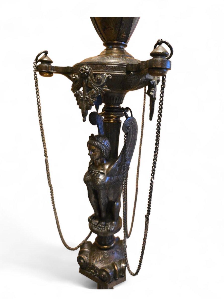 Sculpté à la main Lampadaire en bronze français du XIXe siècle - Ferdinand Barbedienne et Henry Cahieu en vente