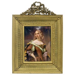 19th Century French Bronze Frame with Enamel Portrait