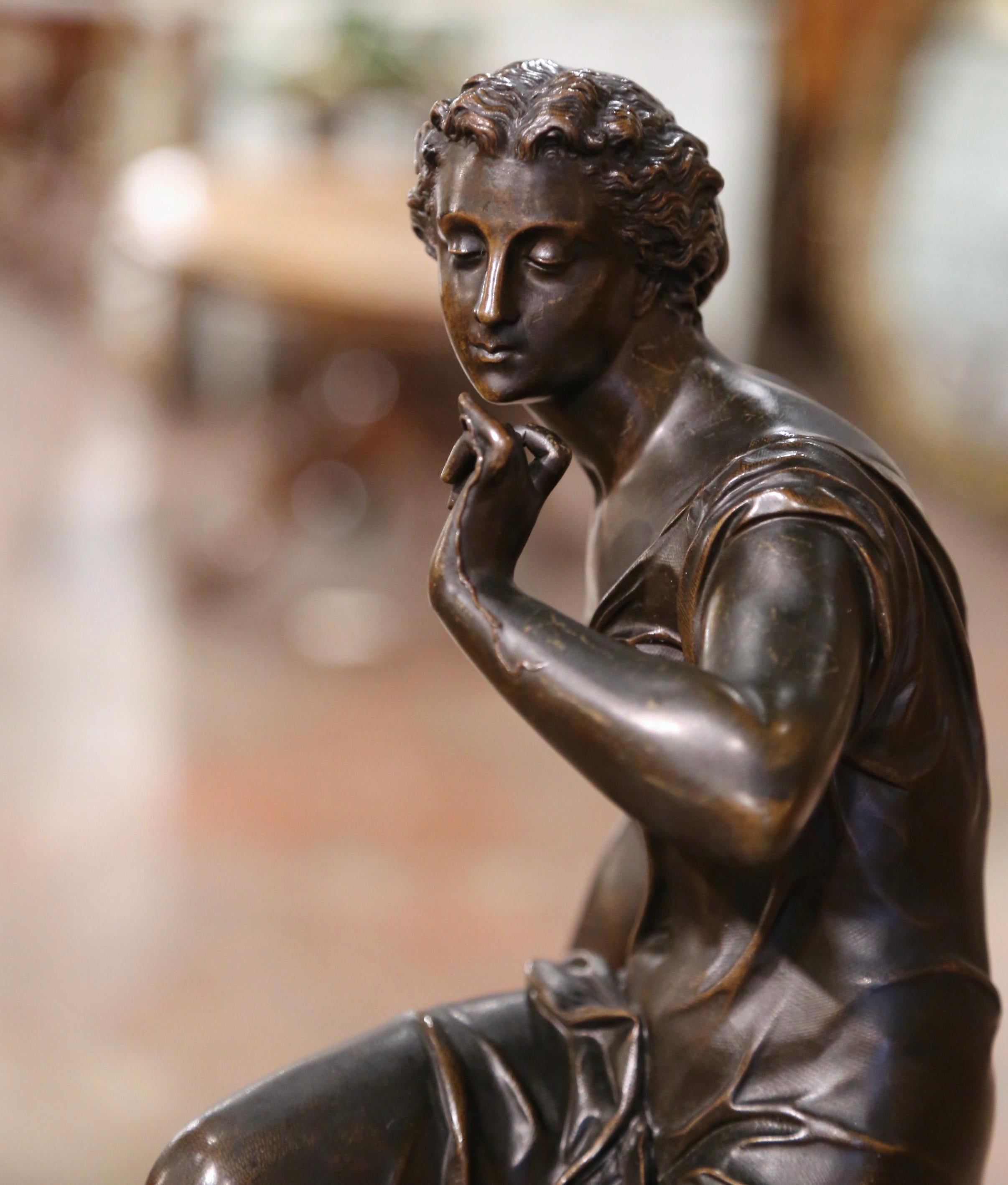 XIXe siècle Figure française du 19e siècle en bronze et doré « Le Fil de la Vierge » signée E. Hebert en vente