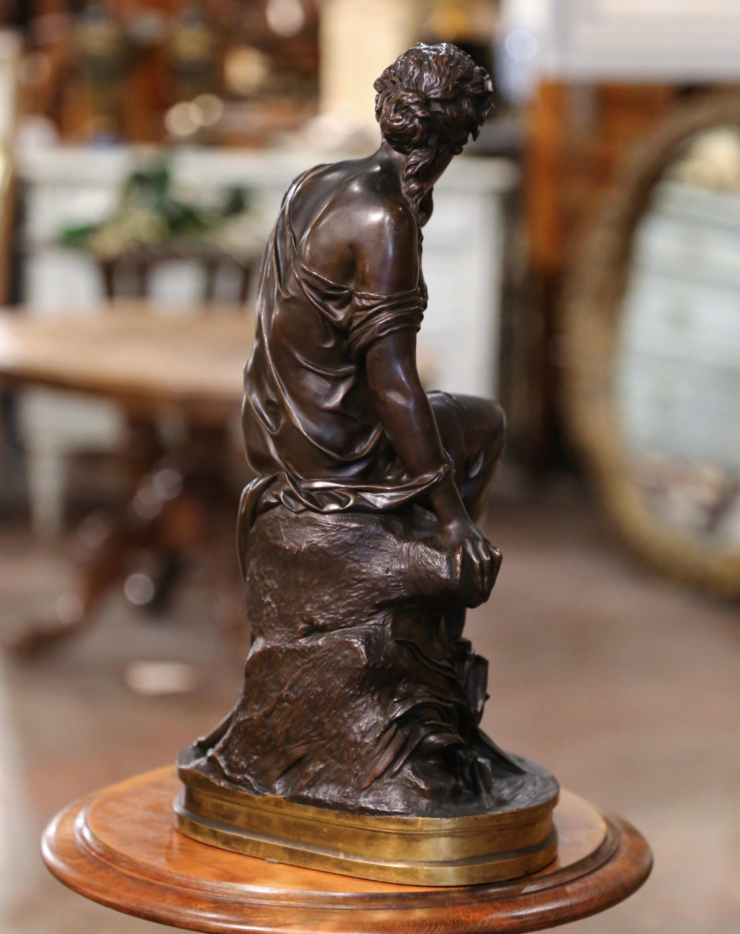 Französische Bronze- und vergoldete Figur „Le Fil de la Vierge“ aus dem 19. Jahrhundert, signiert E. Hebert im Angebot 4