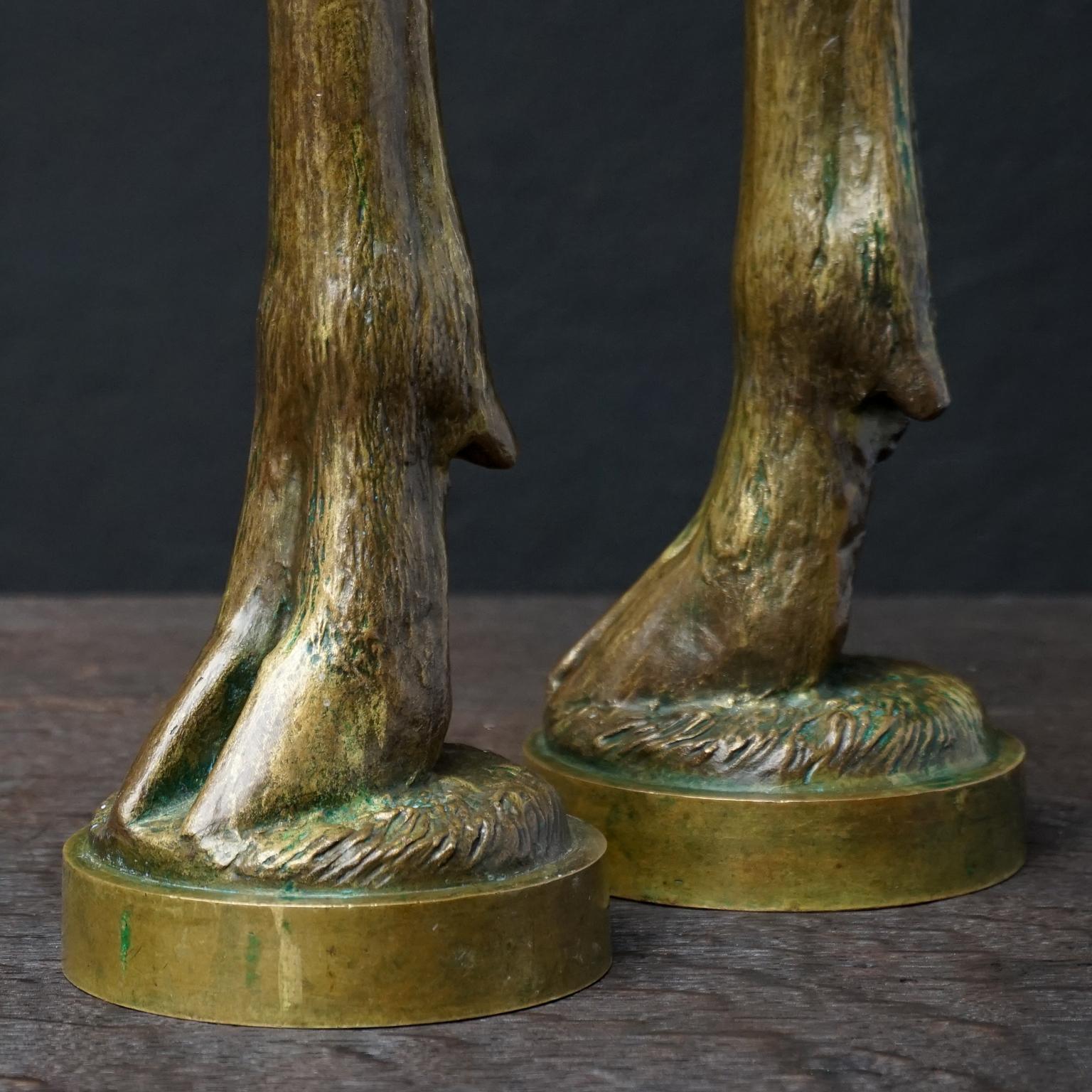 19th Century French Bronze Goat Hoof Candlesticks Cast by Soyer et Ingé Fondeurs For Sale 5