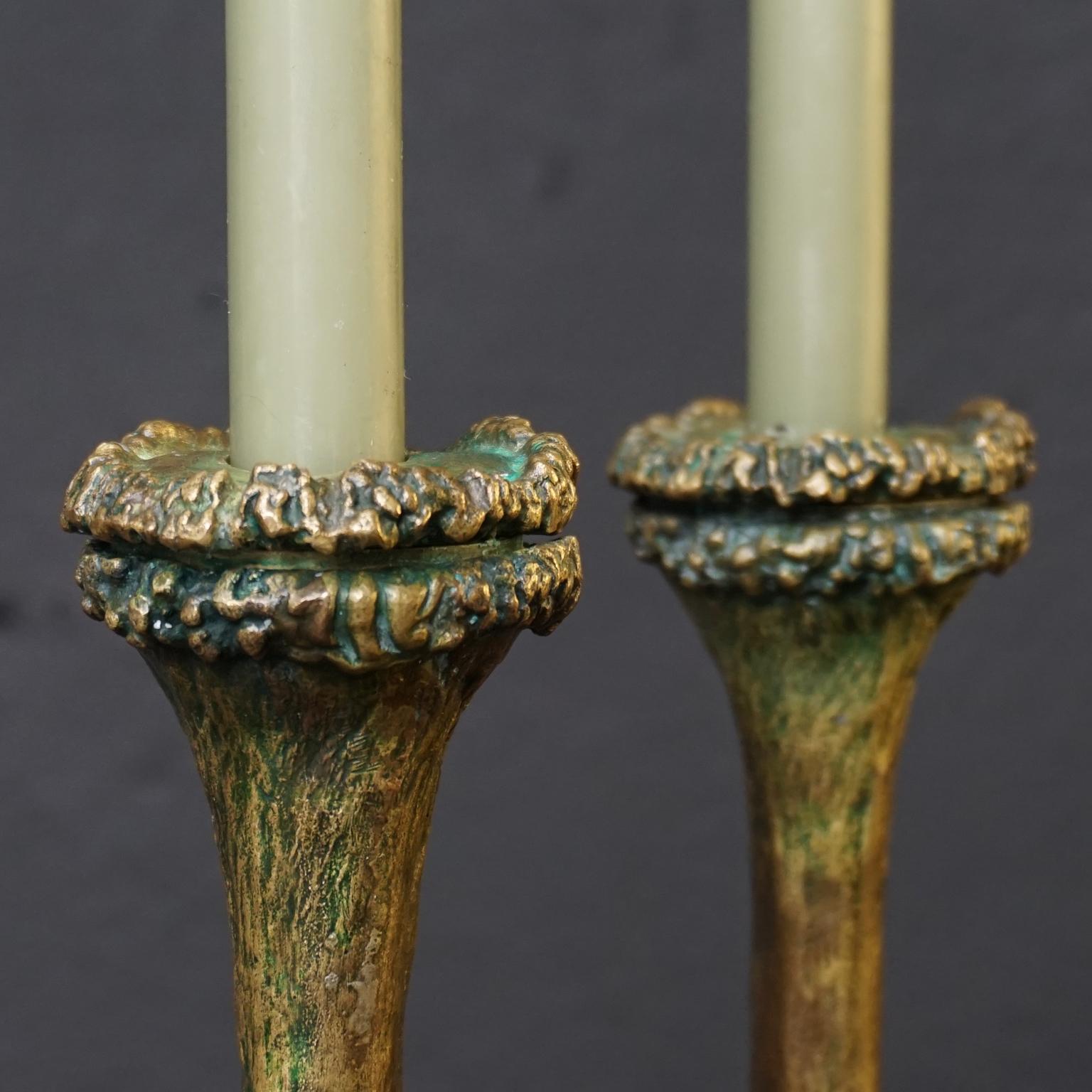 19th Century French Bronze Goat Hoof Candlesticks Cast by Soyer et Ingé Fondeurs In Good Condition For Sale In Haarlem, NL