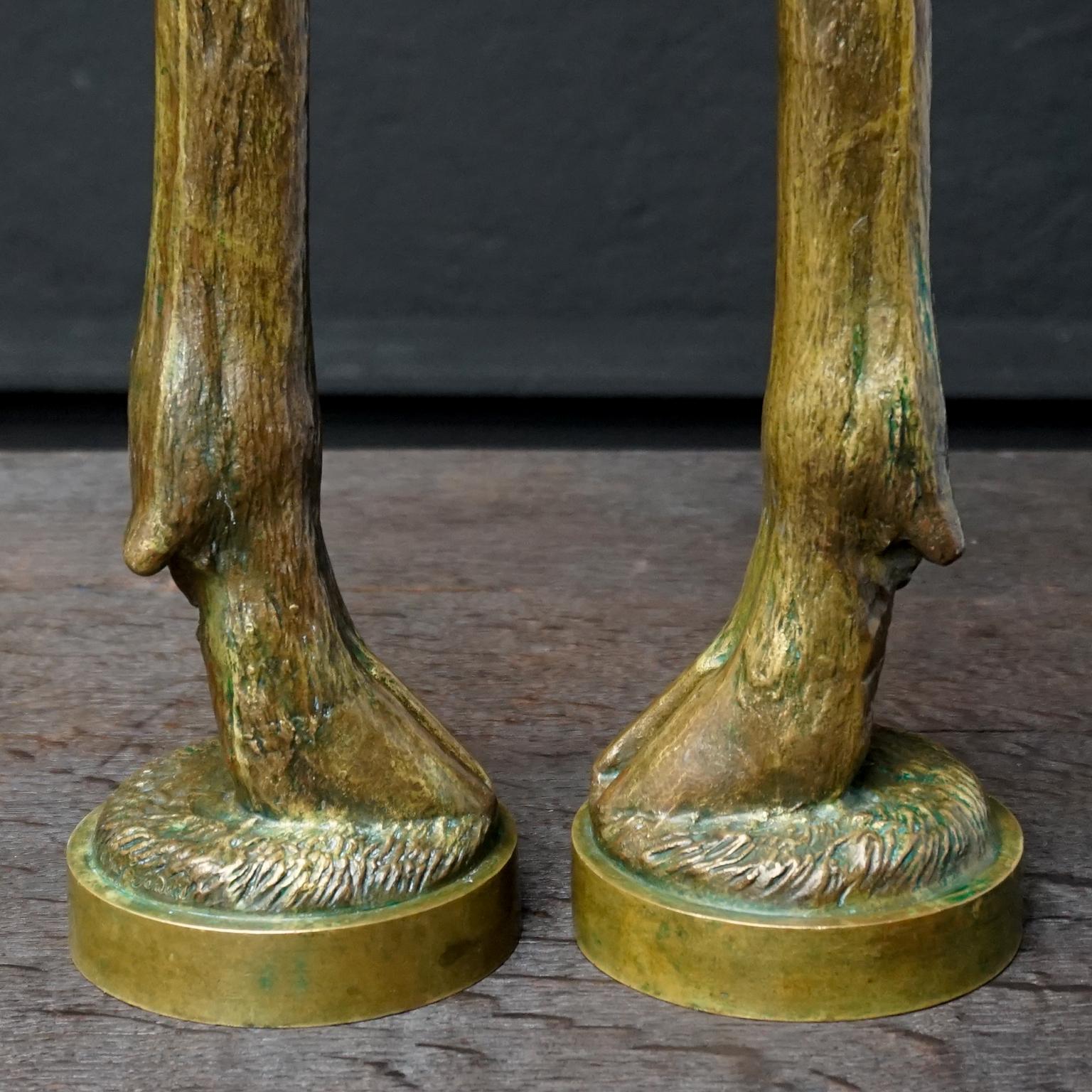 19th Century French Bronze Goat Hoof Candlesticks Cast by Soyer et Ingé Fondeurs For Sale 3
